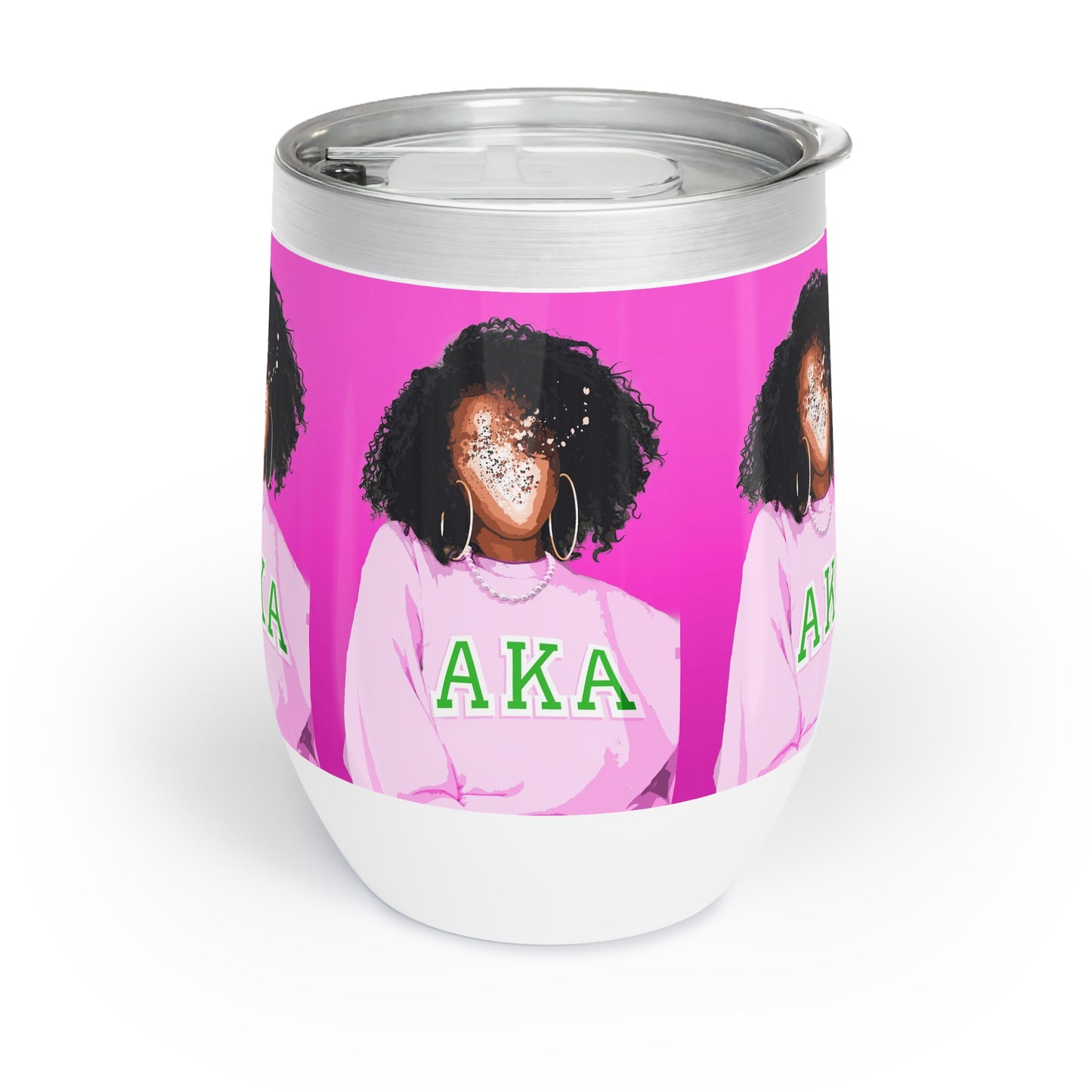 Chill Wine Tumbler - Pink Afro Queen Design - Perfect Gift for Celebrating Friendship and Sisterhood