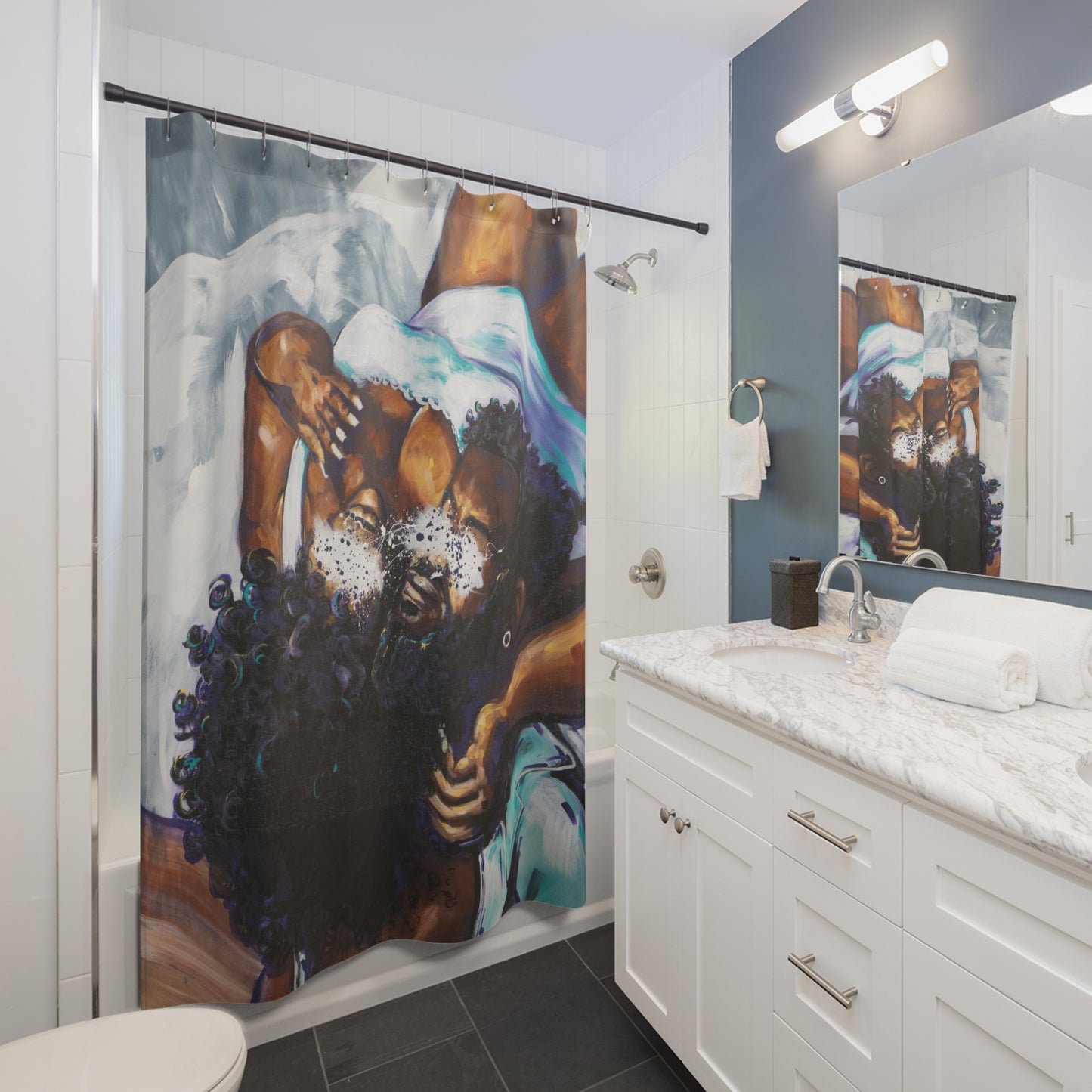 Naturally Black Love XII Shower Curtains