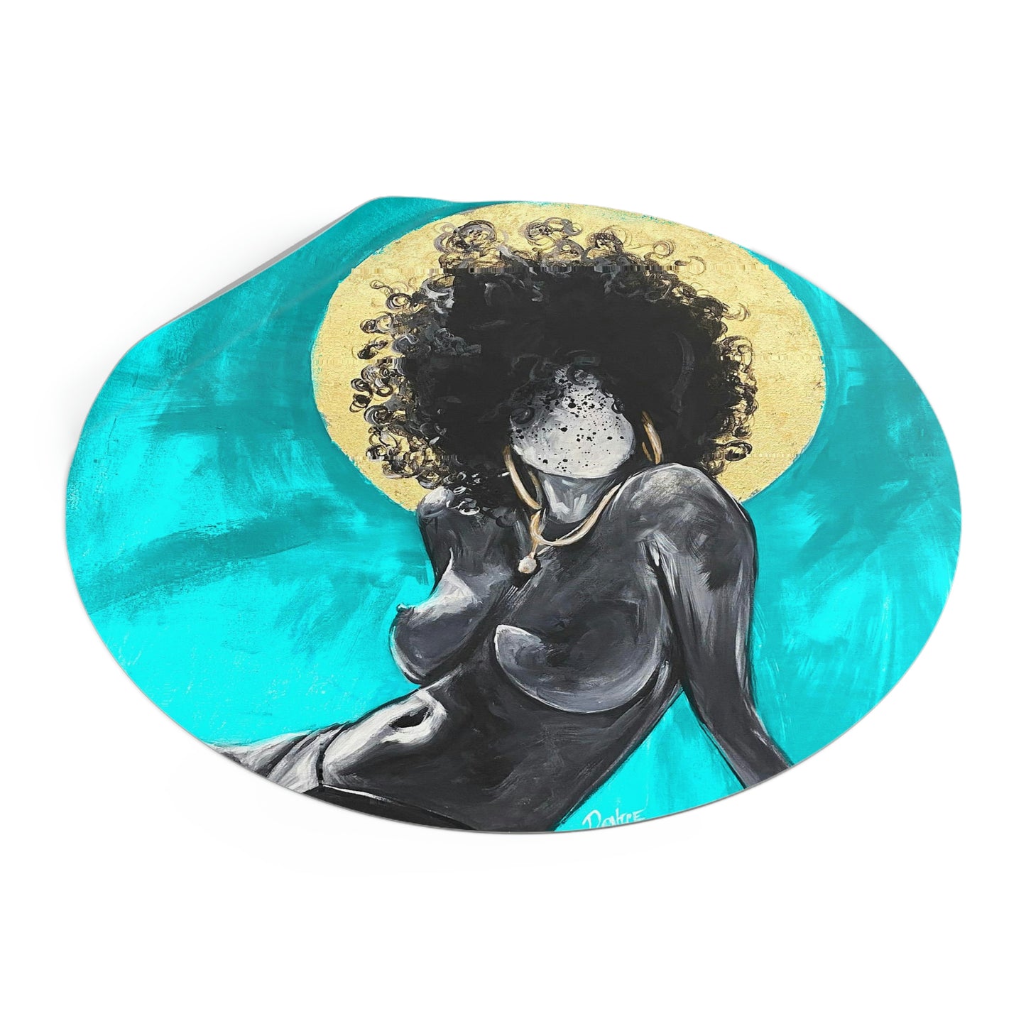 Naturally Nude III TEAL Round Vinyl Stickers