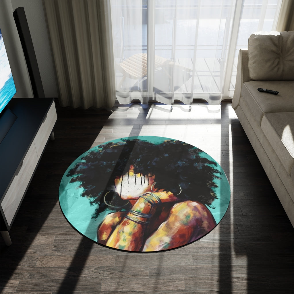 Naturally II TEAL Round Rug