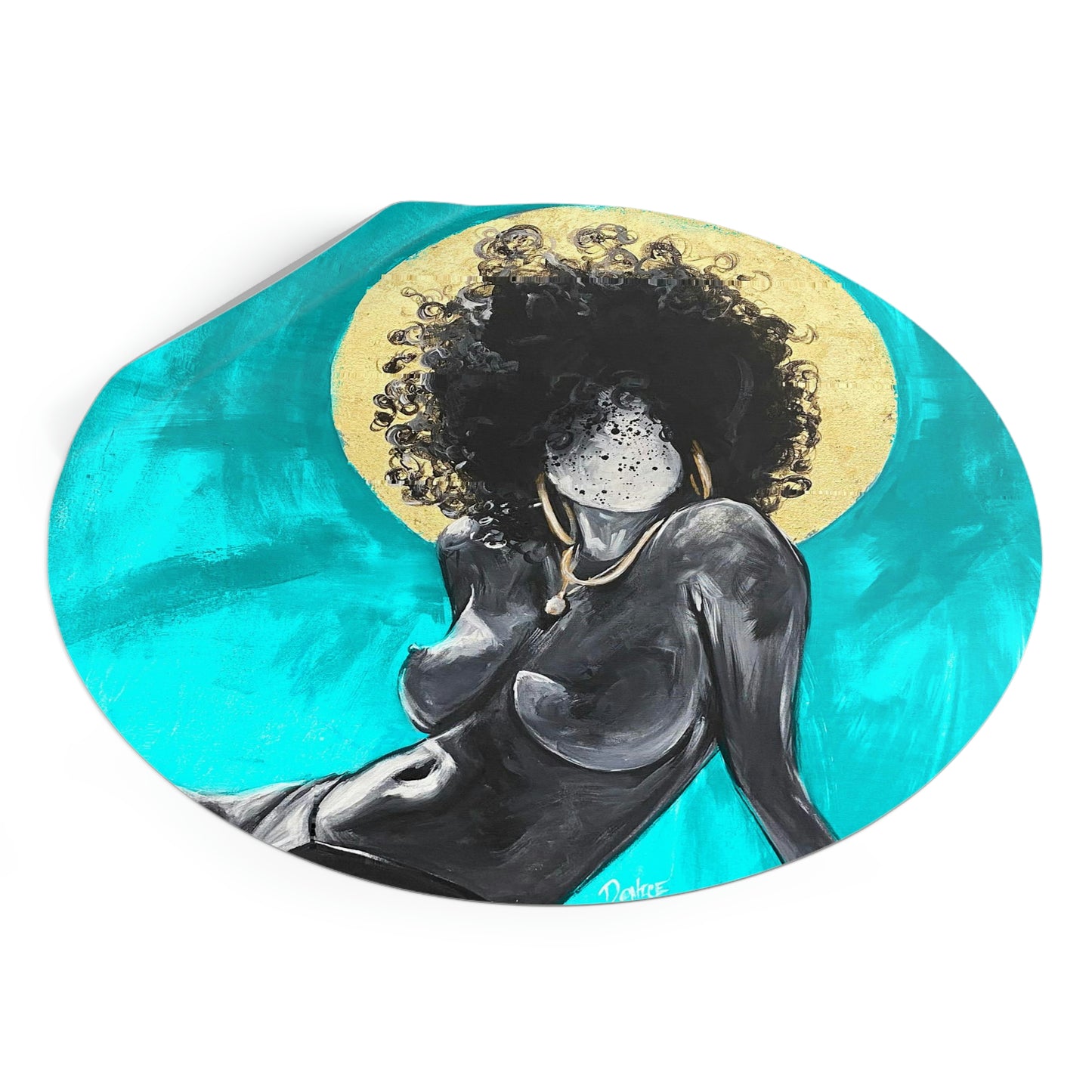 Naturally Nude III TEAL Round Vinyl Stickers
