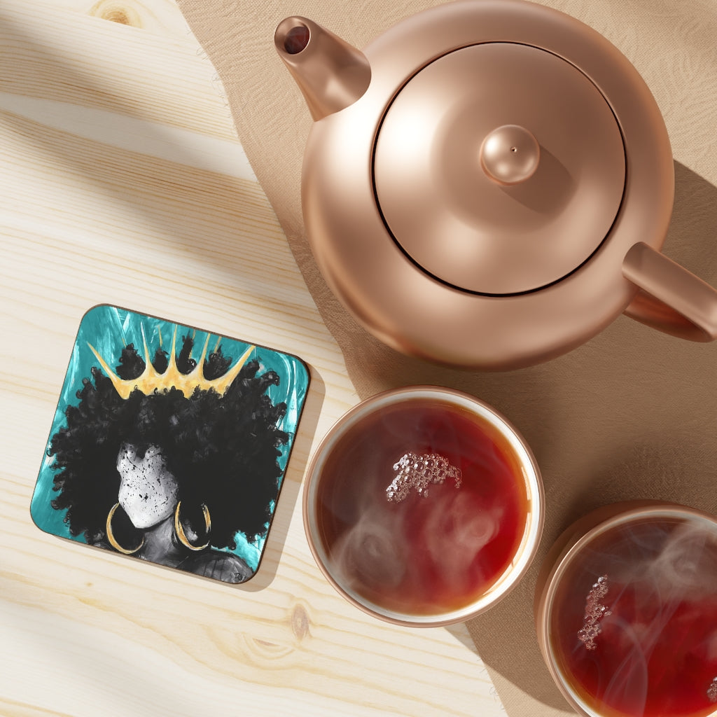 Naturally Queen III TEAL Hardboard Back Coaster