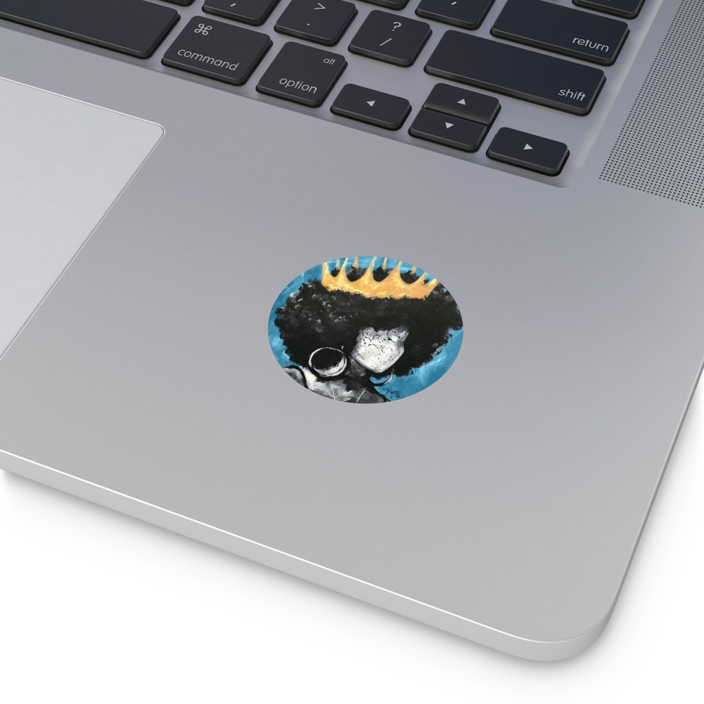 Naturally Queen II BLUE Round Vinyl Stickers