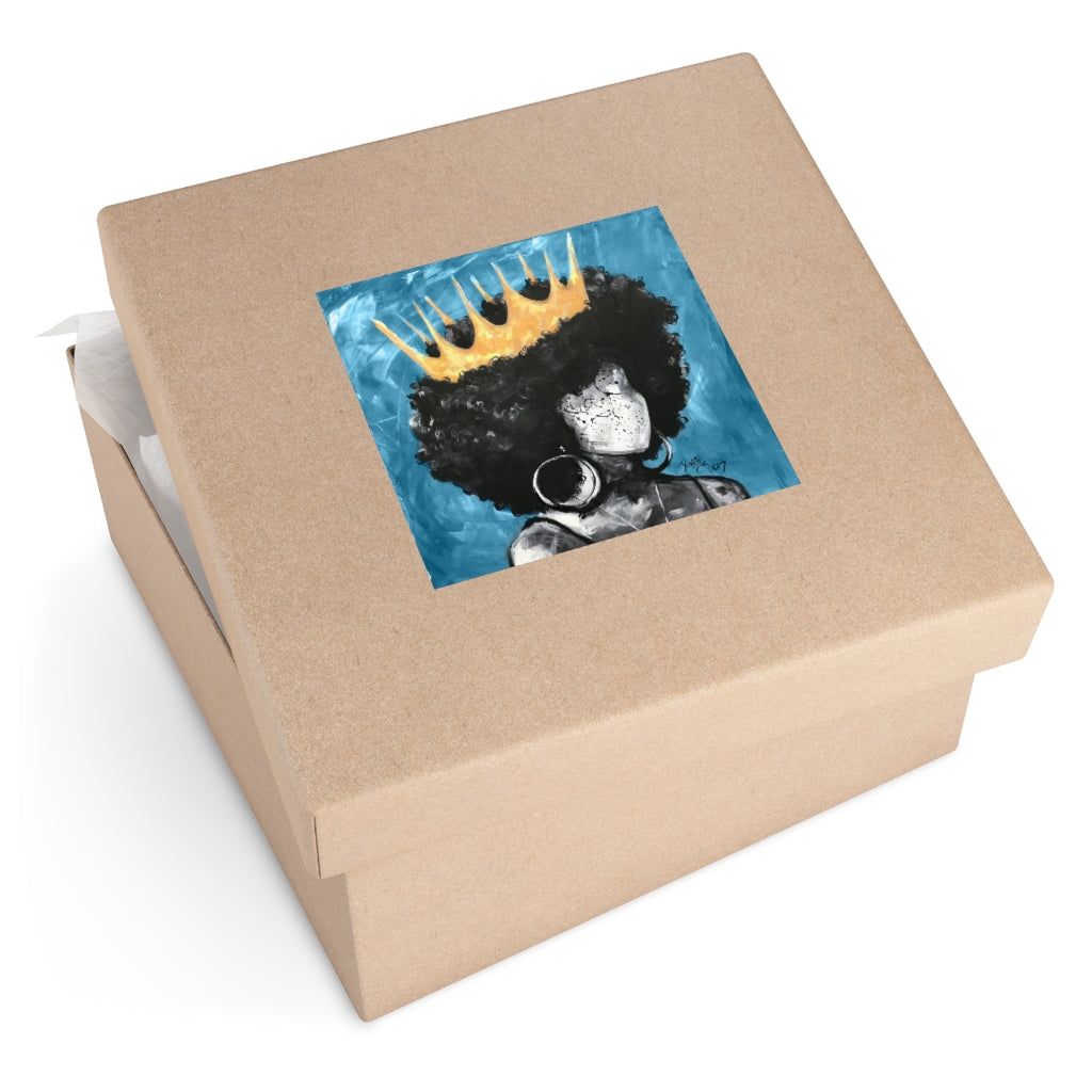 Naturally Queen II BLUE Square Vinyl Stickers