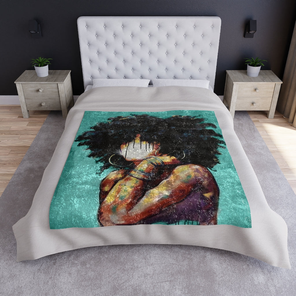 Naturally II TEAL Crushed Velvet Blanket