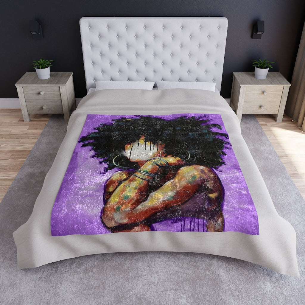 Naturally II PURPLE Crushed Velvet Blanket