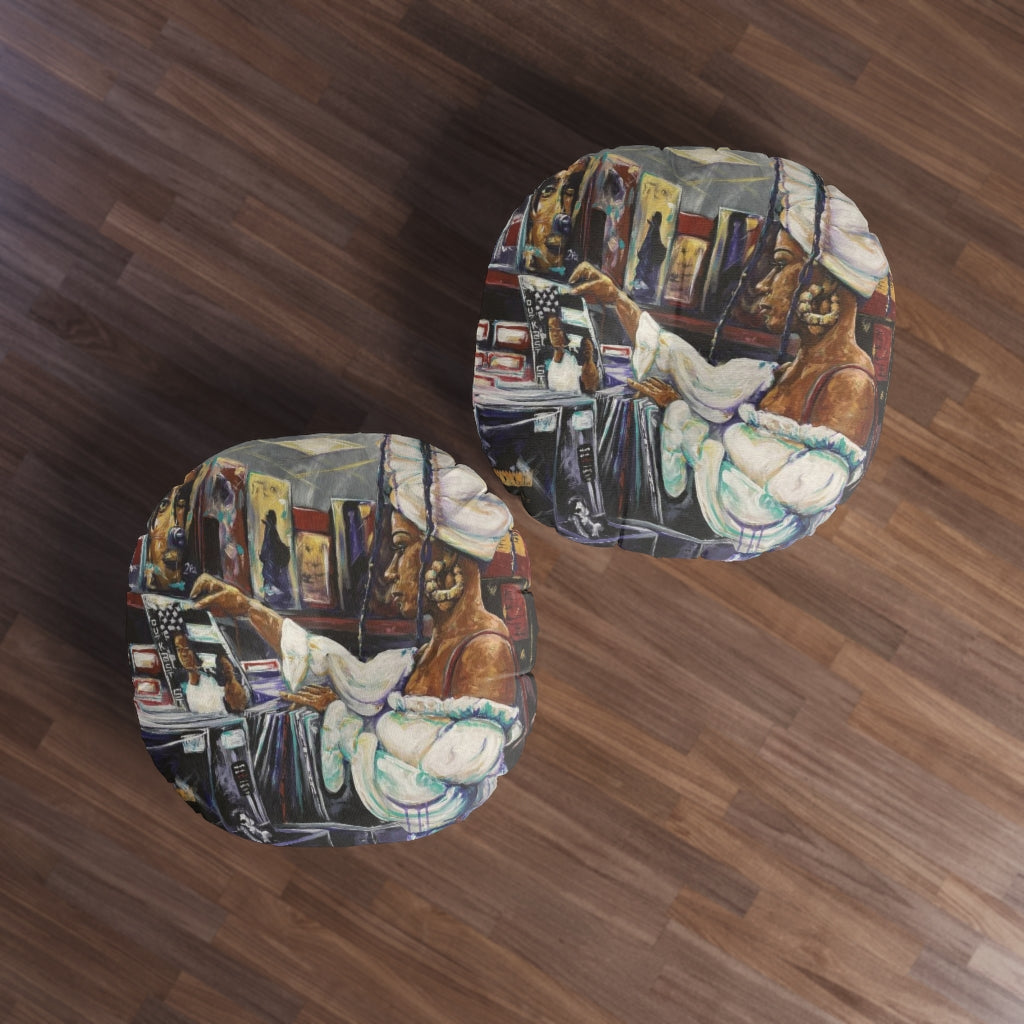 Naturally Nostalgic Tufted Floor Pillow, Round