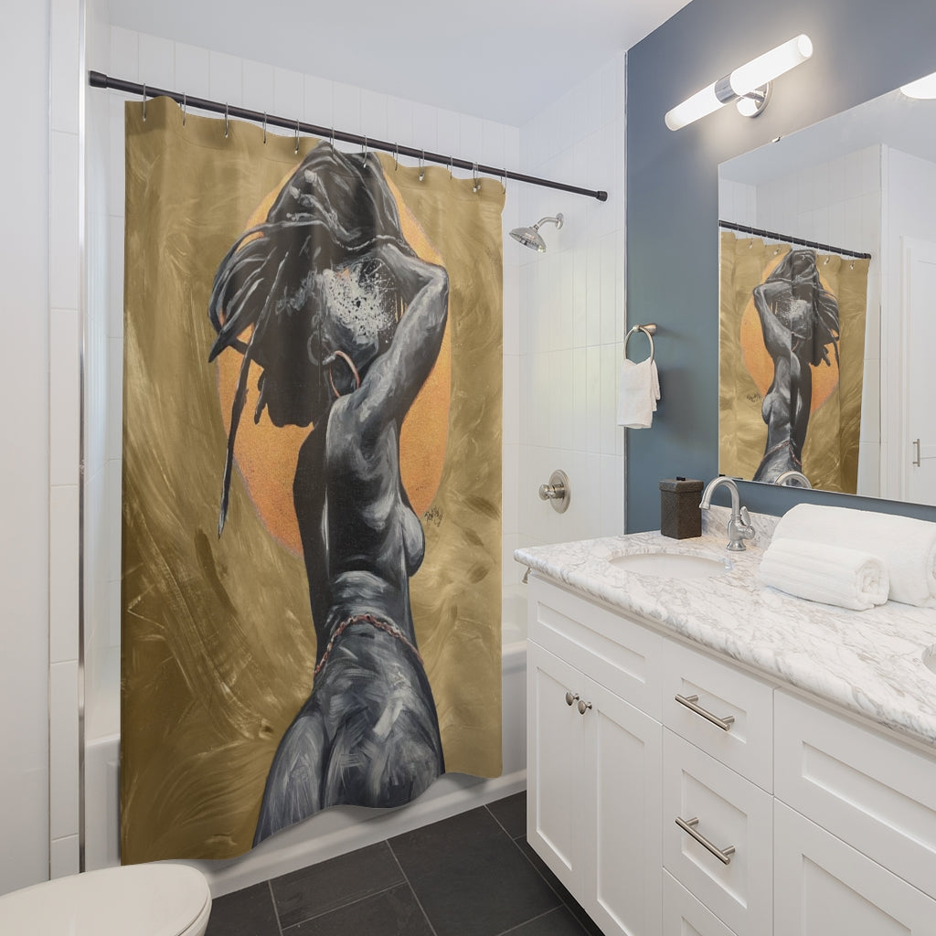 Naturally Nude V GOLD Shower Curtains