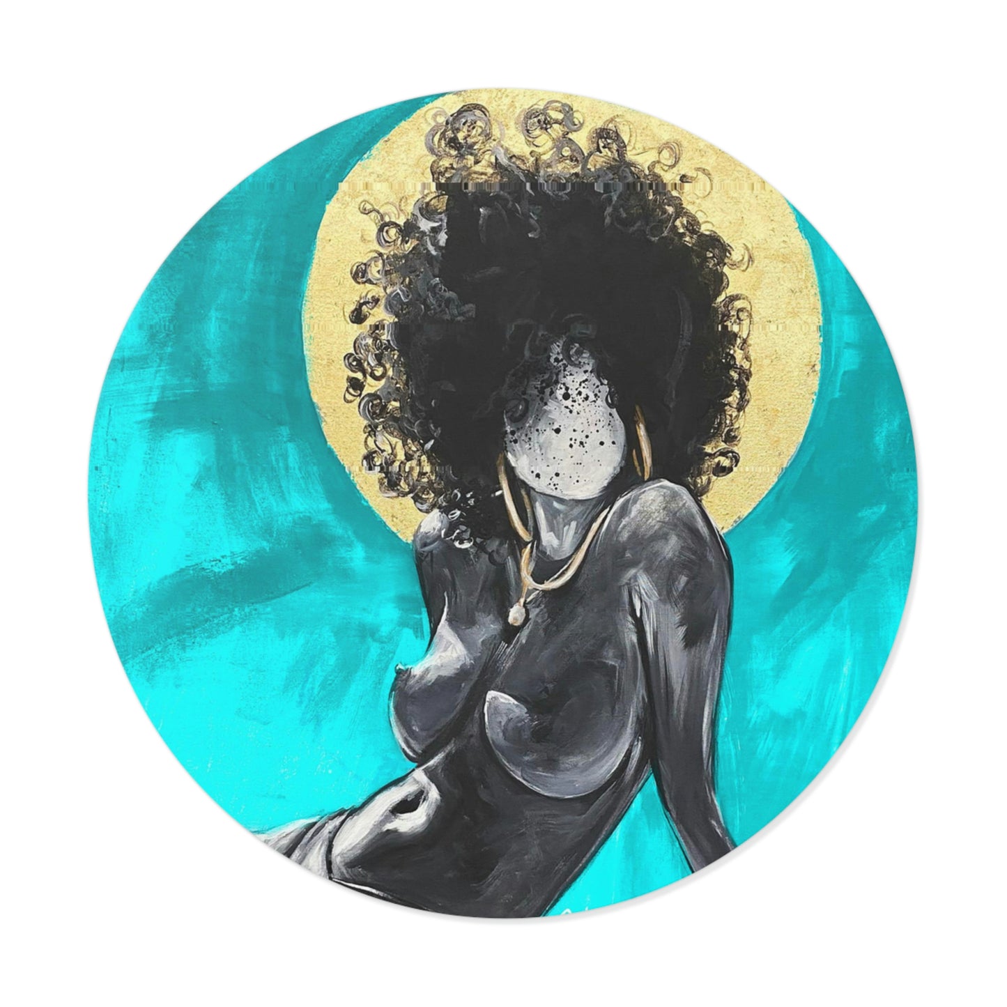 Naturally Nude III TEAL Round Vinyl Stickers