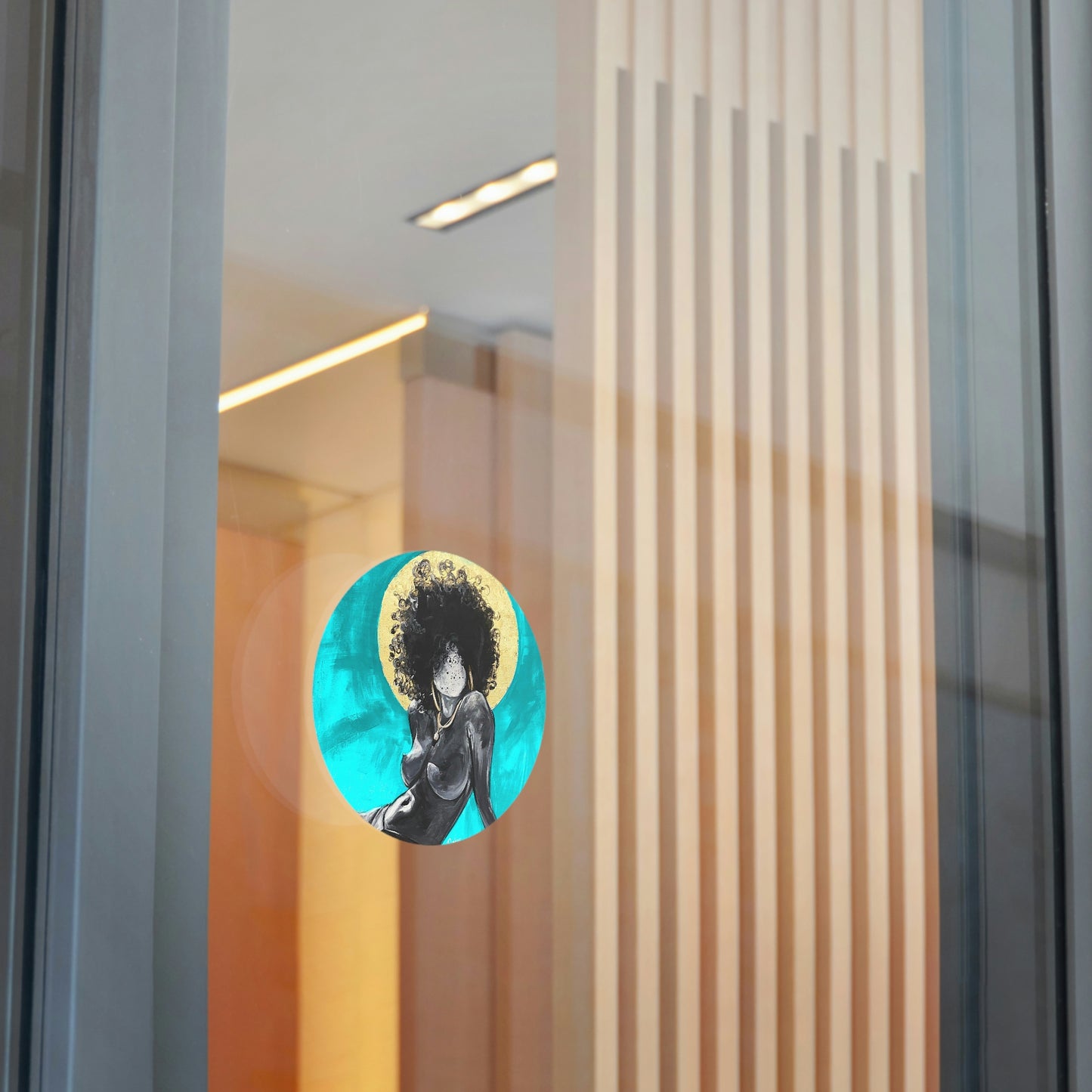 Naturally Nude III TEAL Round Vinyl Stickers