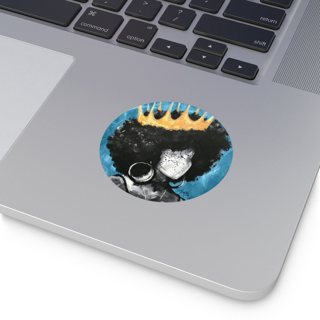 Naturally Queen II BLUE Round Vinyl Stickers