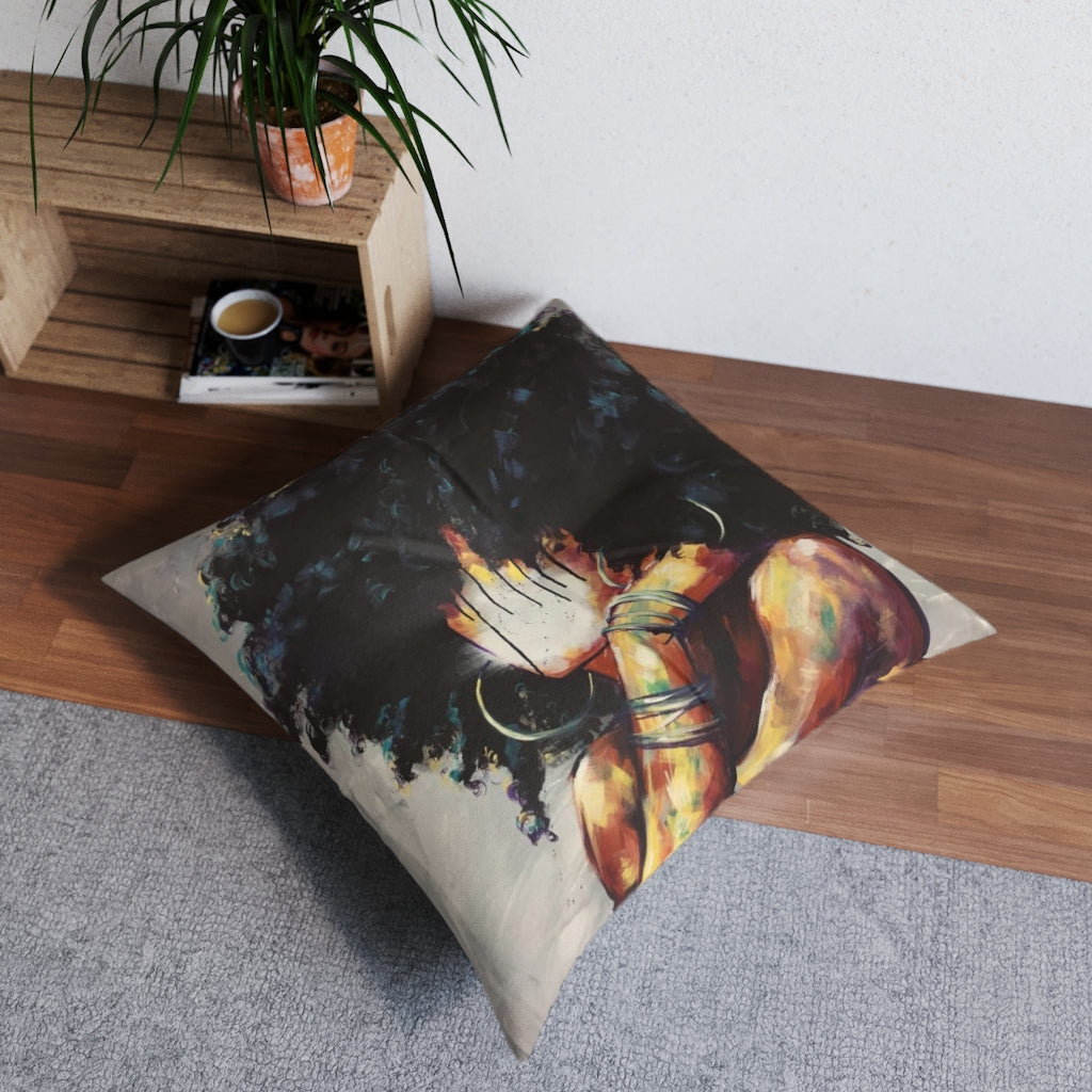 Naturally II Tufted Floor Pillow, Square