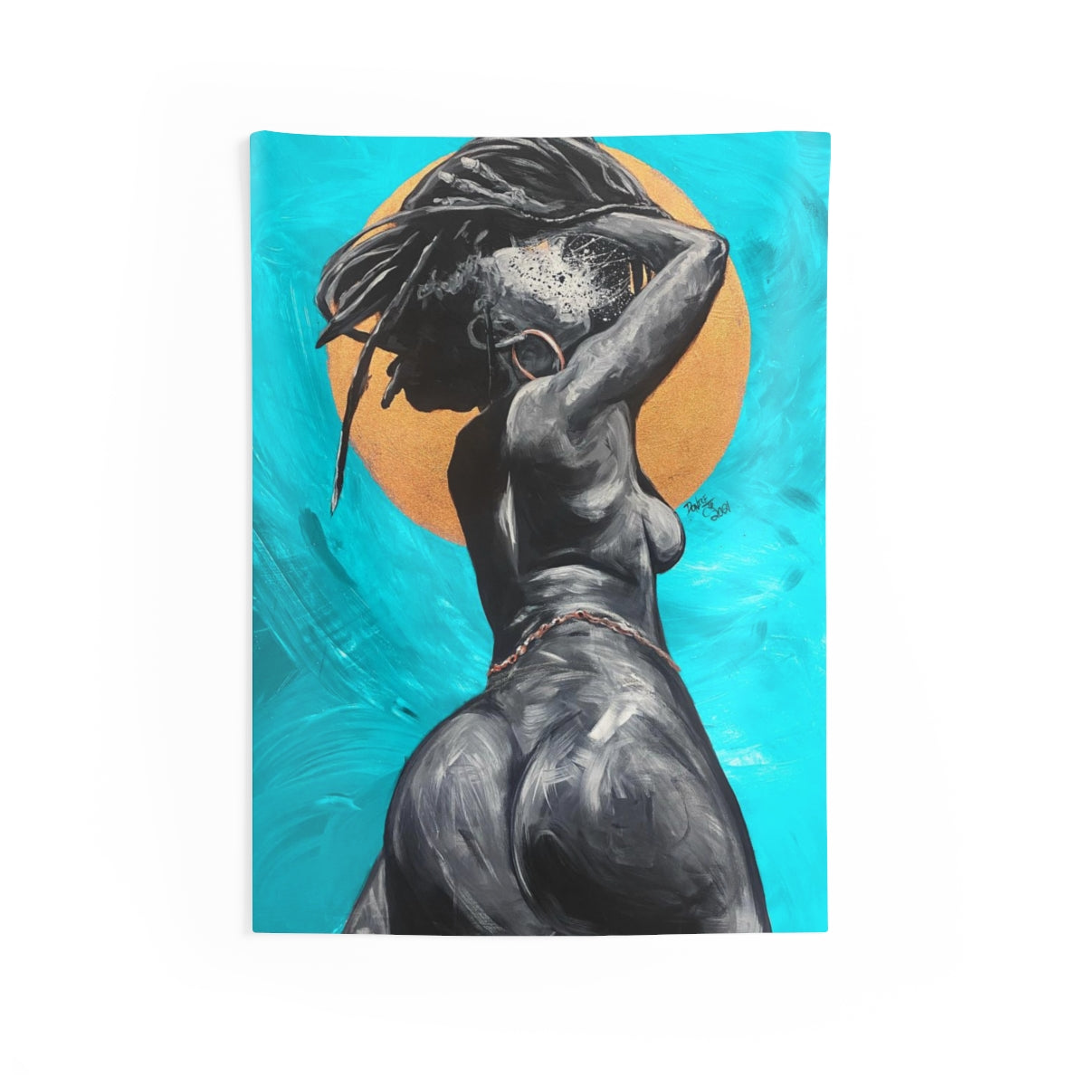 Naturally Nude V TEAL Indoor Wall Tapestries