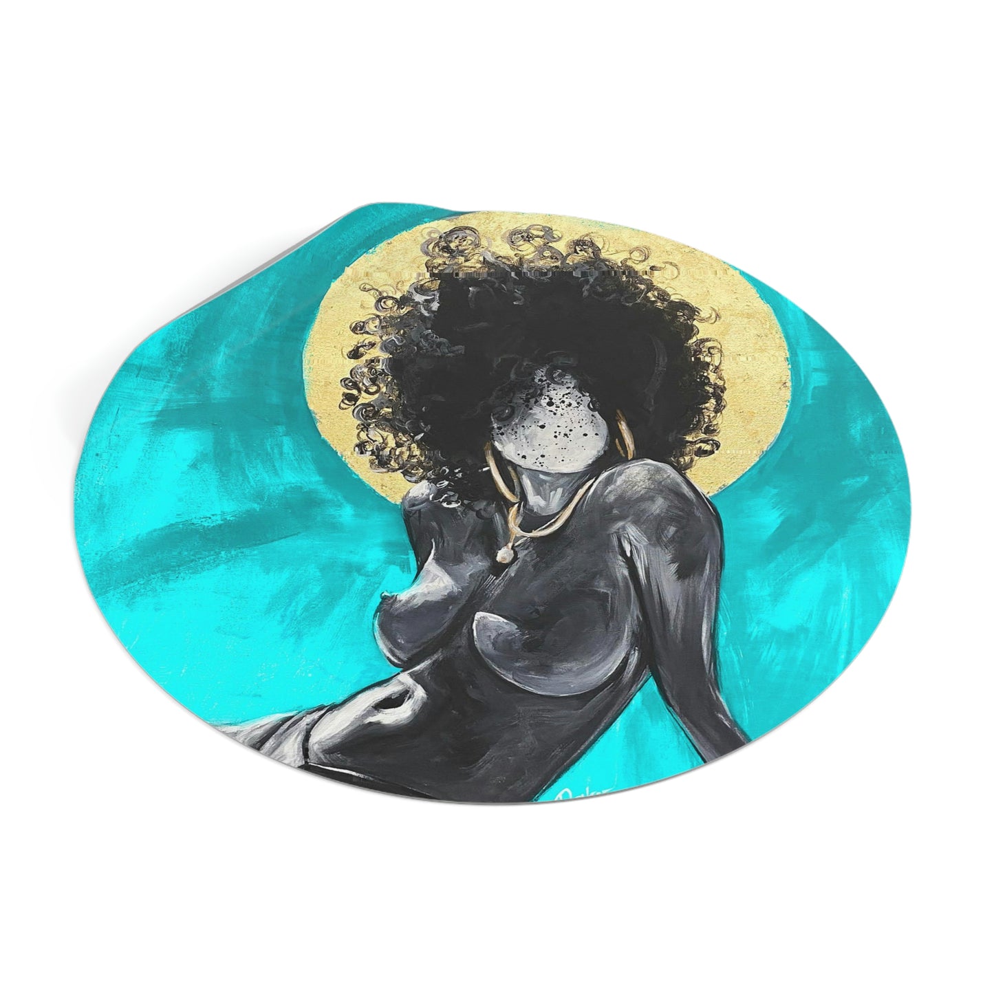 Naturally Nude III TEAL Round Vinyl Stickers
