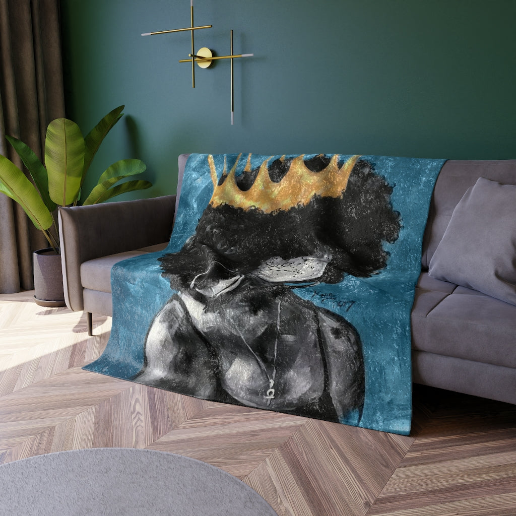 Naturally Queen II BLUE Crushed Velvet Blanket