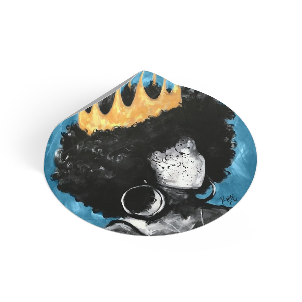 Naturally Queen II BLUE Round Vinyl Stickers