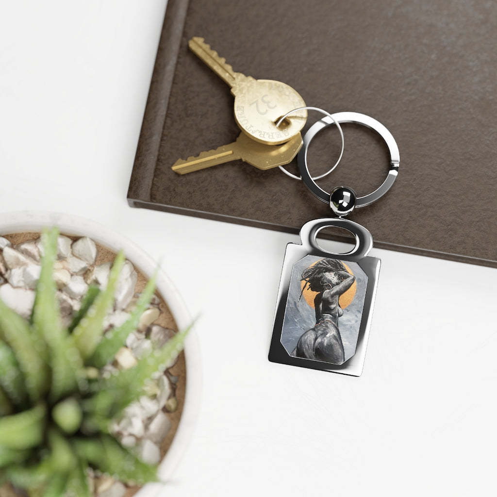 Naturally Nude V Rectangle Photo Keyring