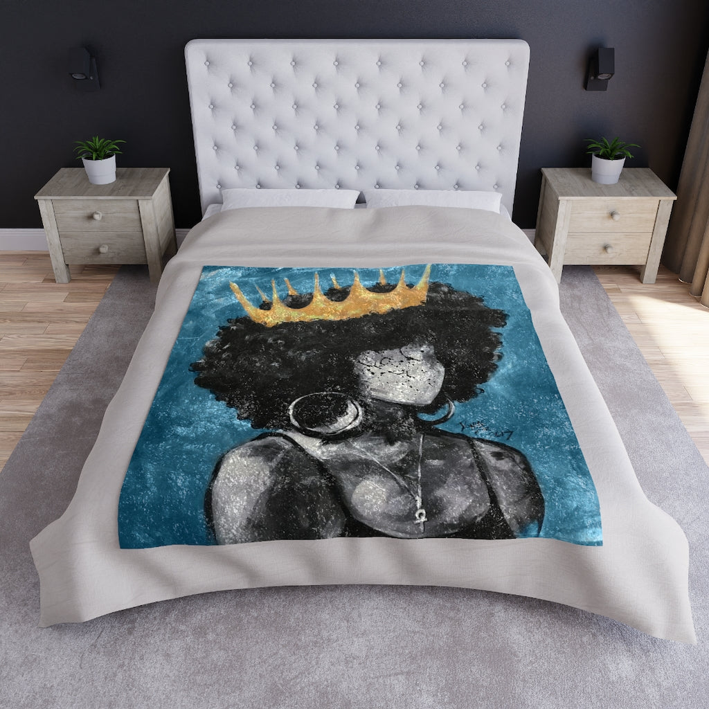 Naturally Queen II BLUE Crushed Velvet Blanket