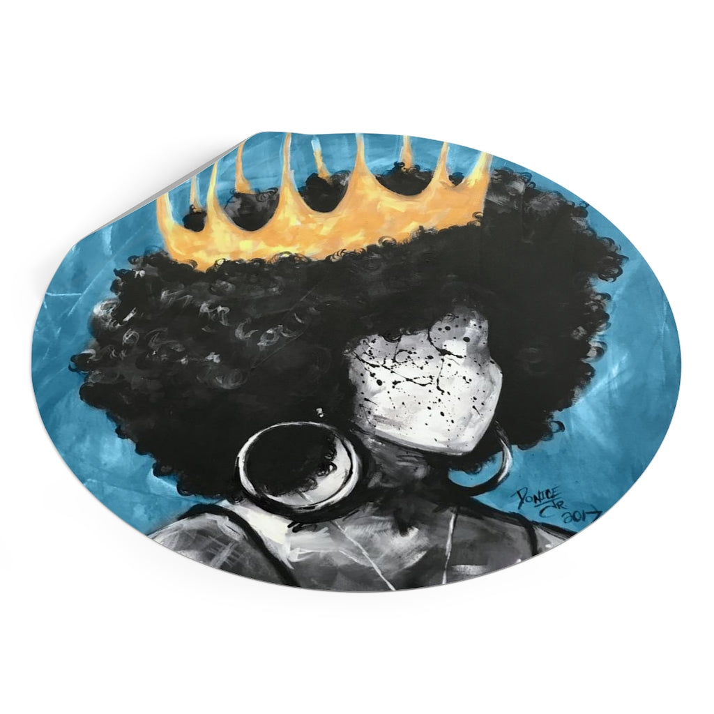 Naturally Queen II BLUE Round Vinyl Stickers