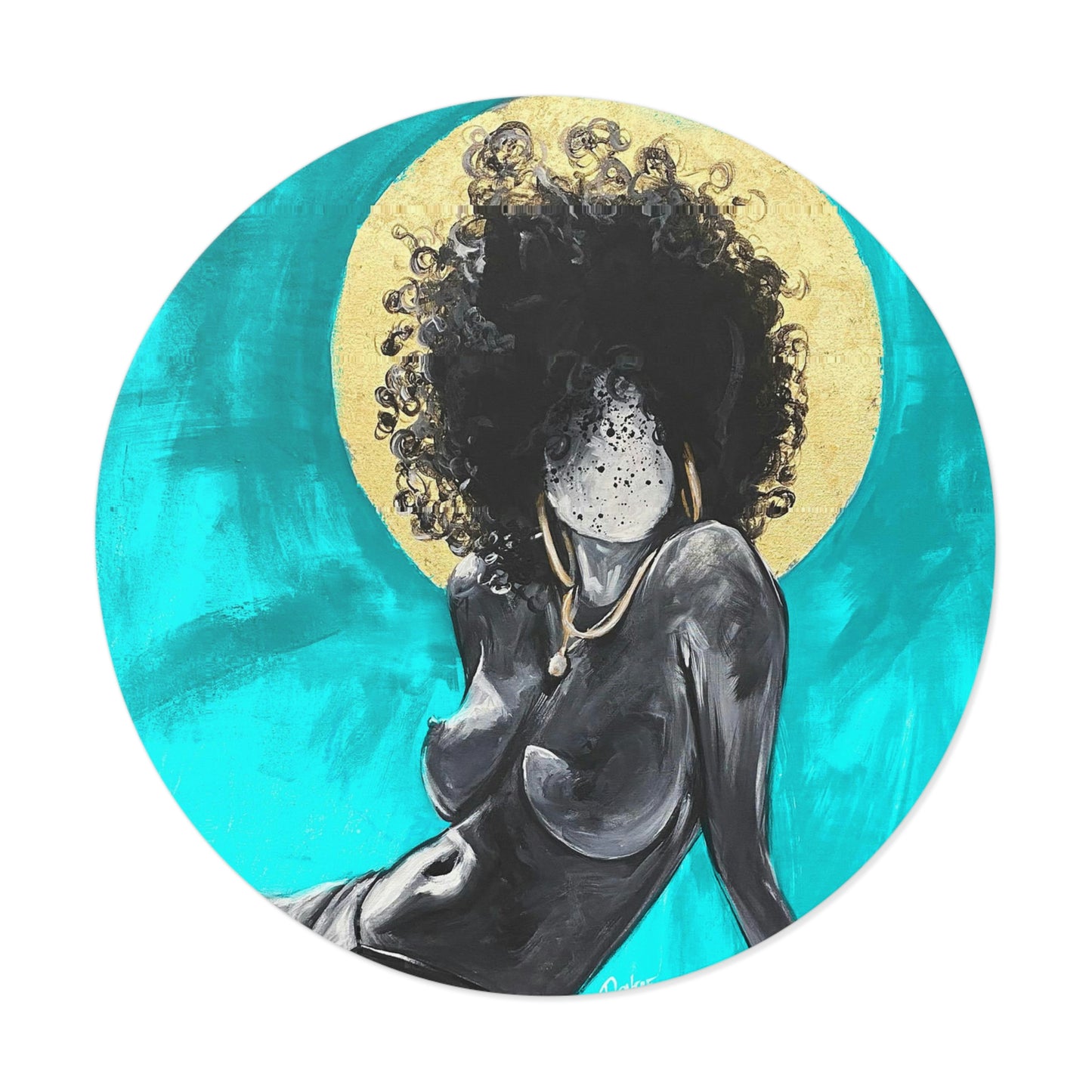 Naturally Nude III TEAL Round Vinyl Stickers