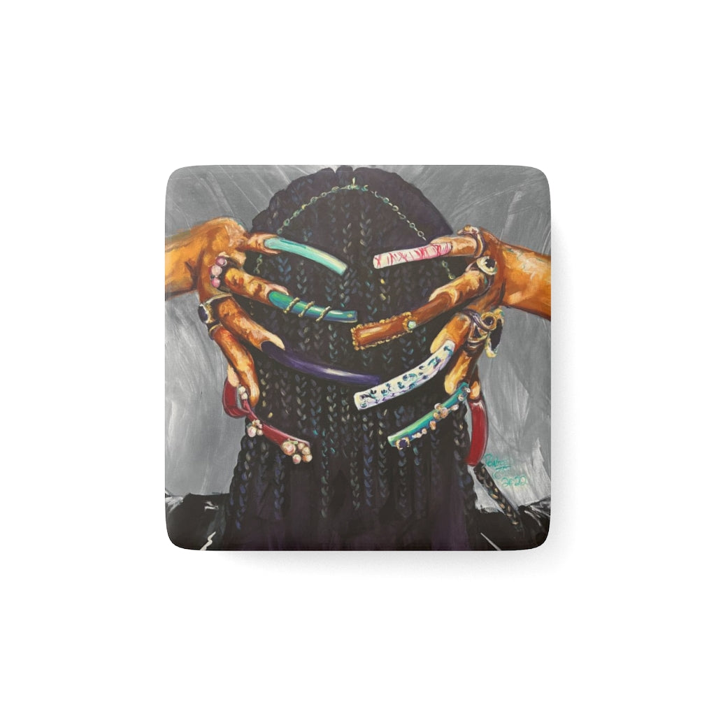 Naturally the Culture I Porcelain Magnet, Square