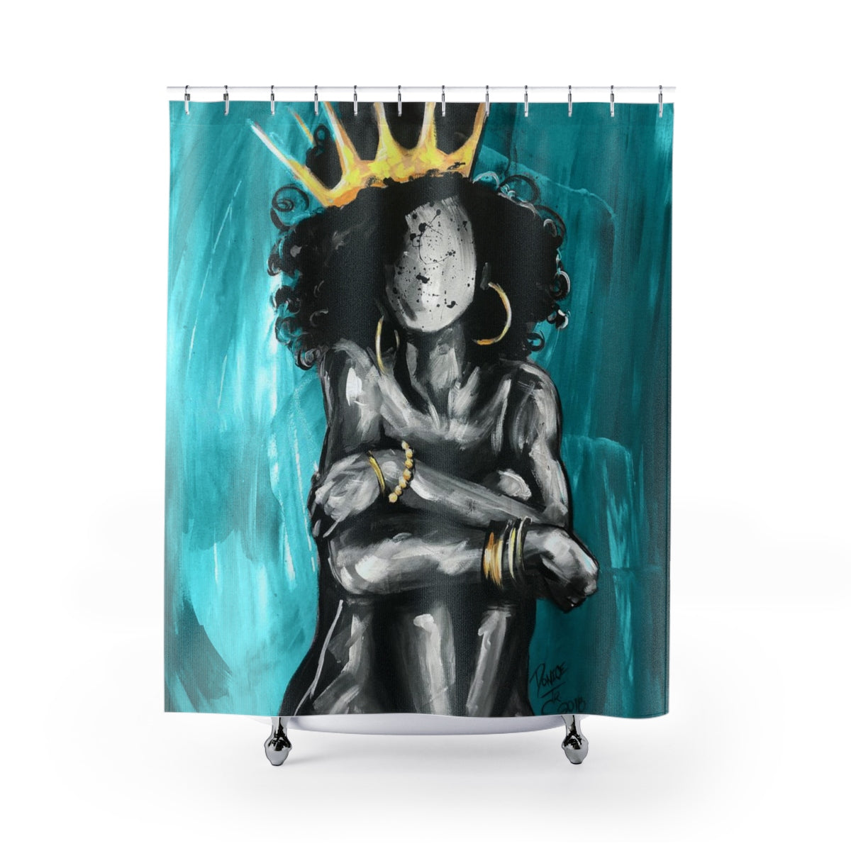 Naturally Queen IX TEAL Shower Curtains