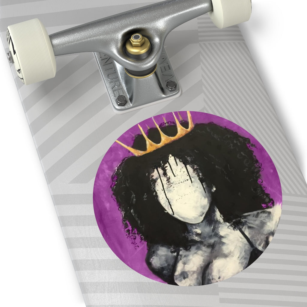 Naturally Queen I PINK Round Vinyl Stickers