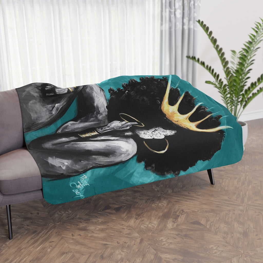 Naturally Queen VI TEAL Tan Sherpa Blanket