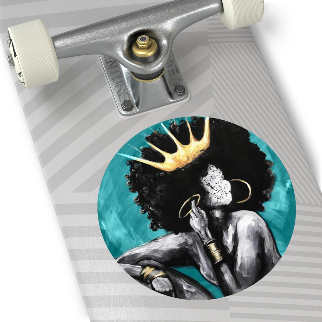 Naturally Queen VI TEAL Round Vinyl Stickers