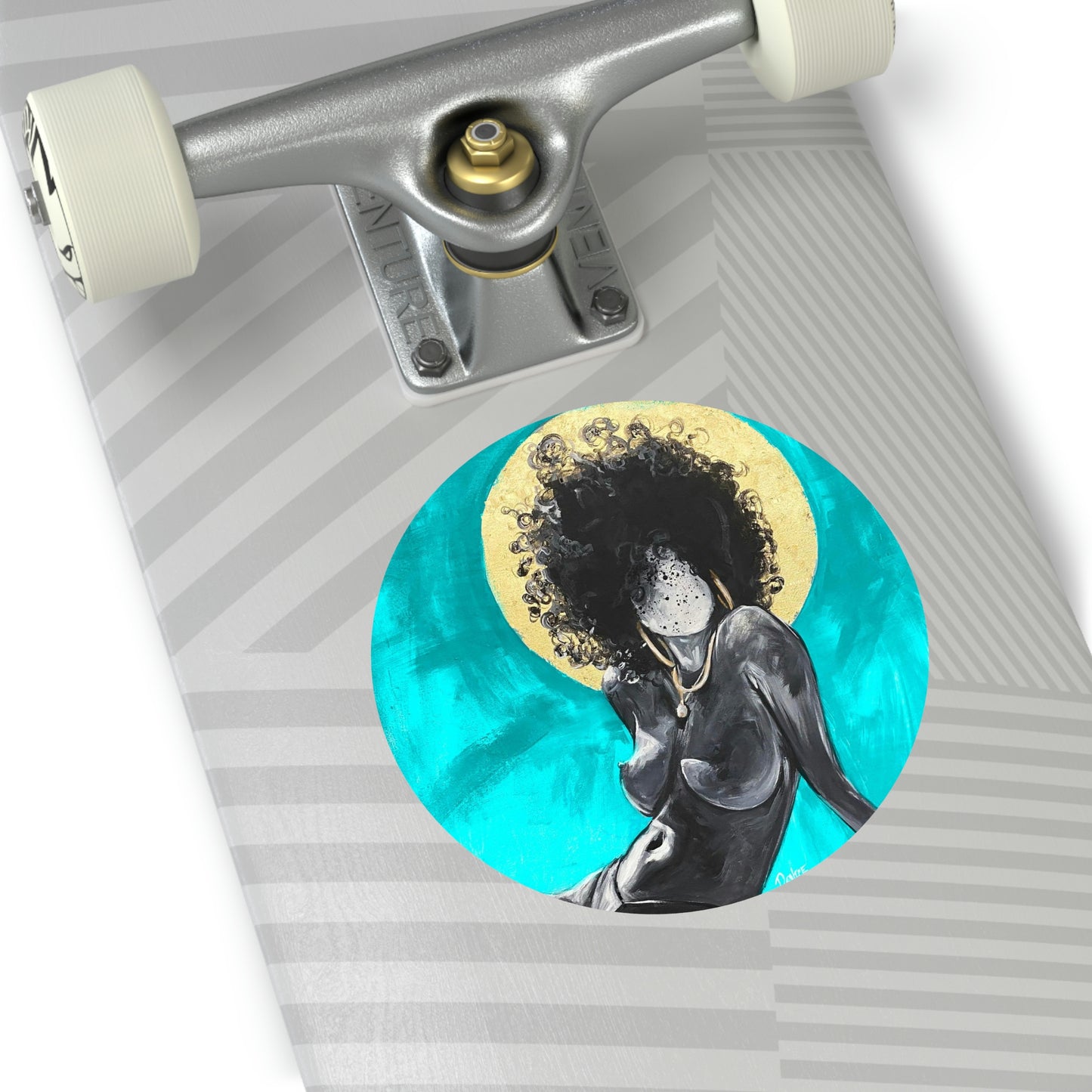 Naturally Nude III TEAL Round Vinyl Stickers