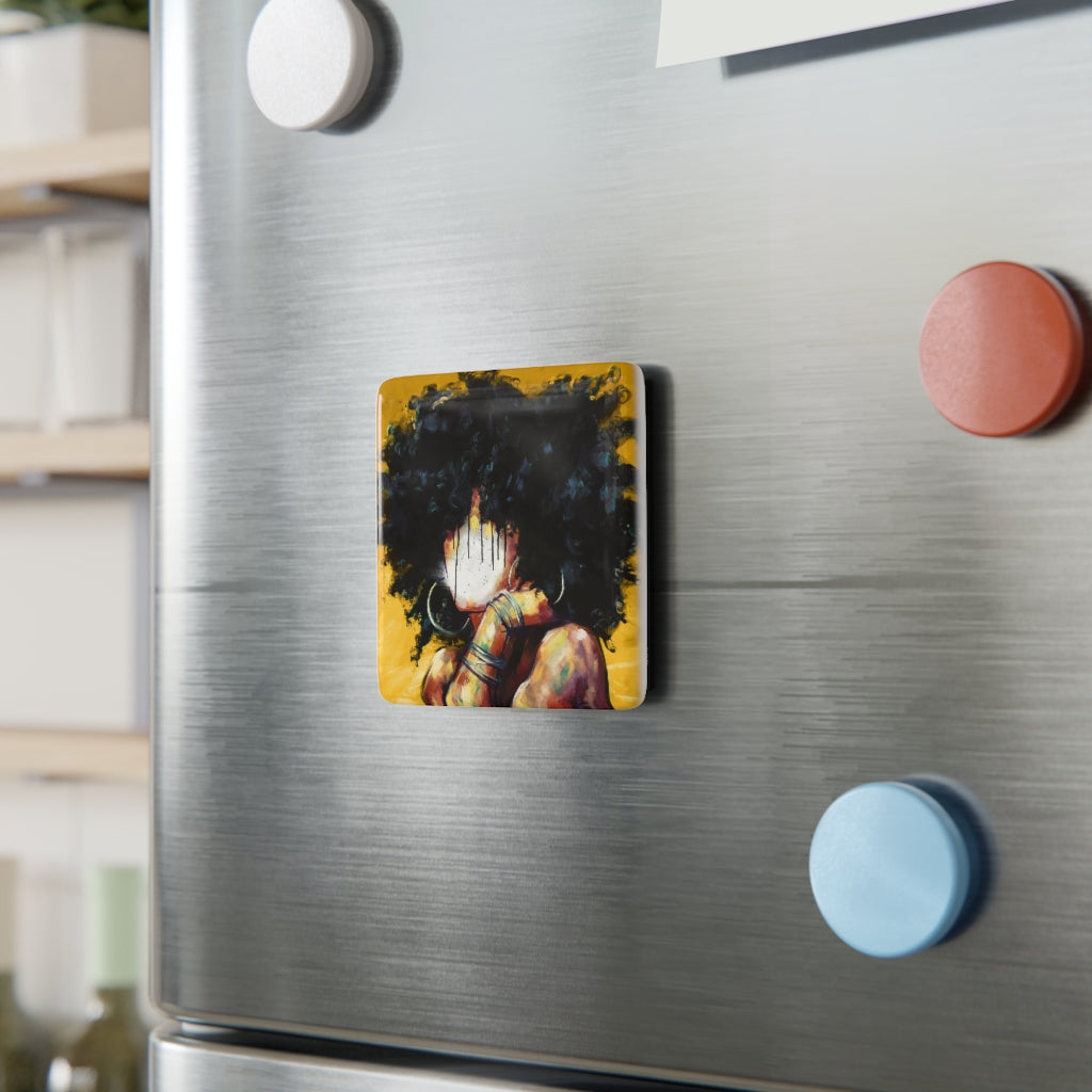 Naturally II GOLD Porcelain Magnet, Square