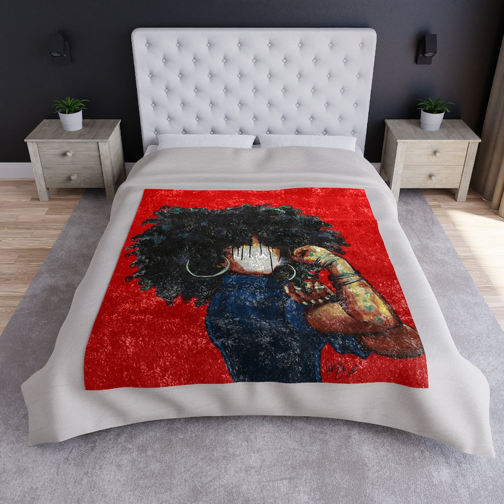 Naturally the Riveter RED Crushed Velvet Blanket
