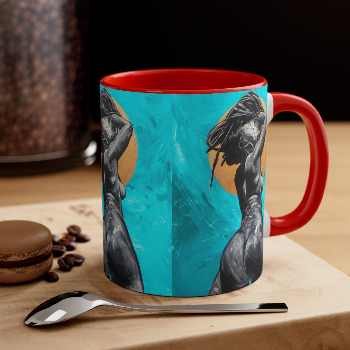 Naturally Nude V TEAL Accent Coffee Mug, 11oz