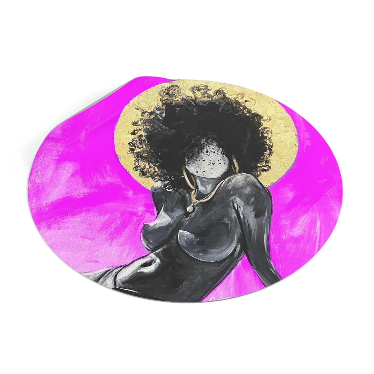 Naturally Nude III PINK Round Vinyl Stickers