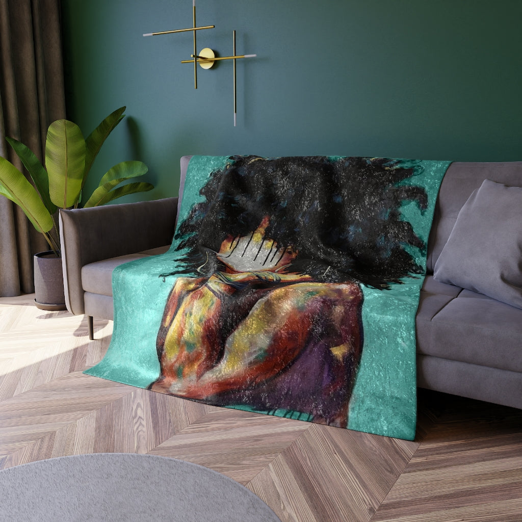 Naturally II TEAL Crushed Velvet Blanket