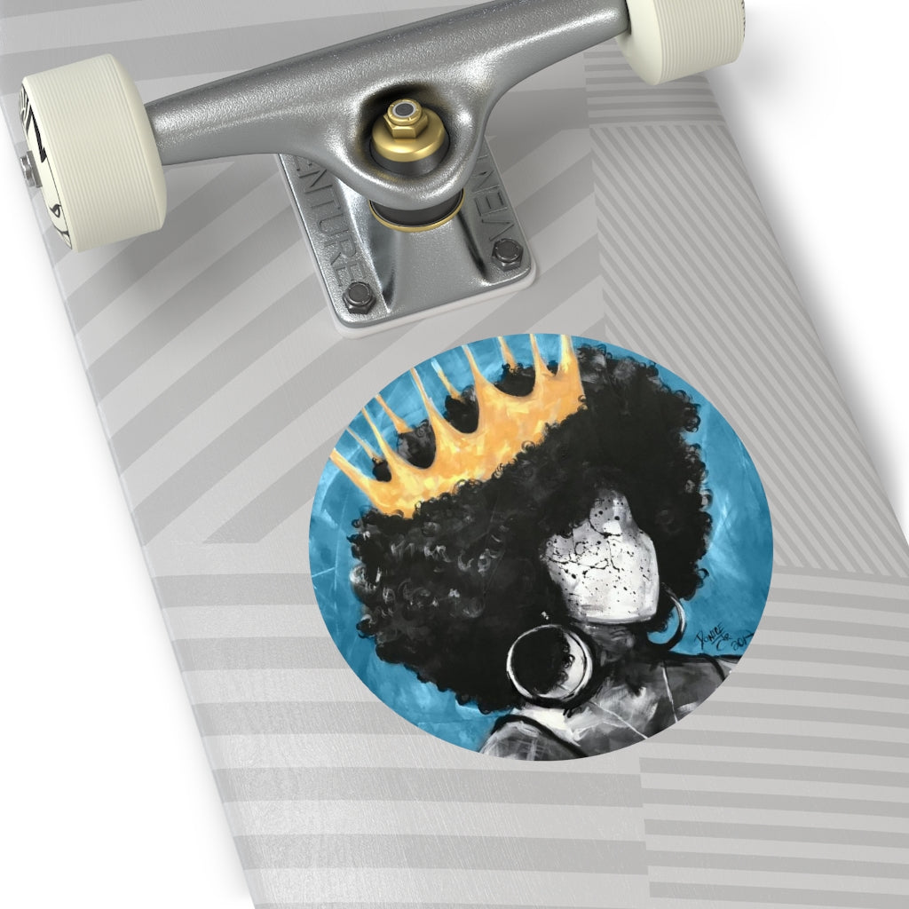 Naturally Queen II BLUE Round Vinyl Stickers