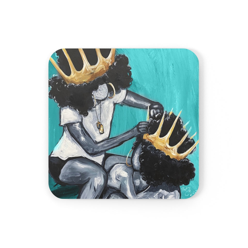Naturally Queens I TEAL Cork Back Coaster
