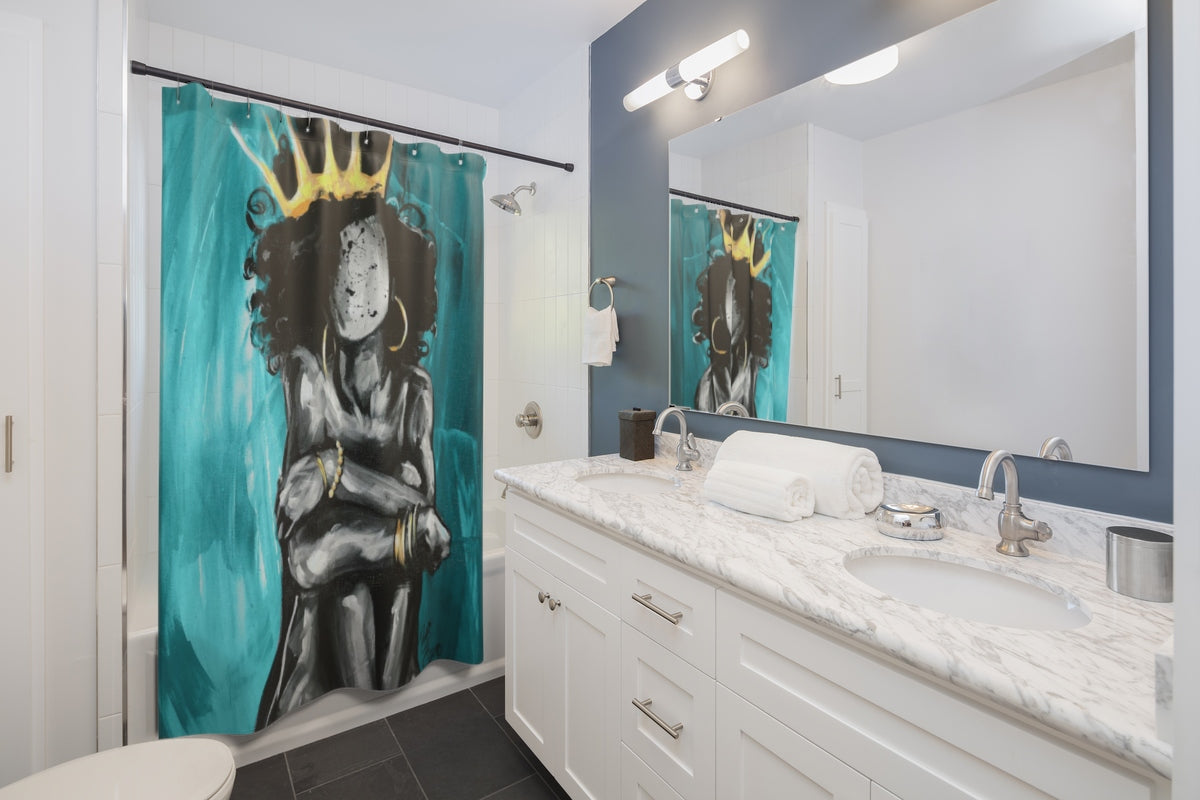 Naturally Queen IX TEAL Shower Curtains