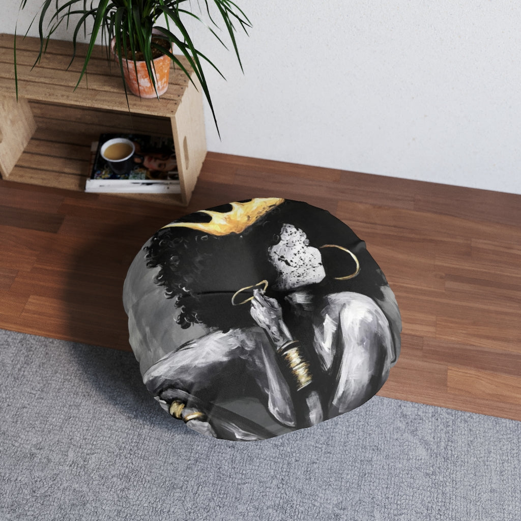 Naturally Queen VI Tufted Floor Pillow, Round
