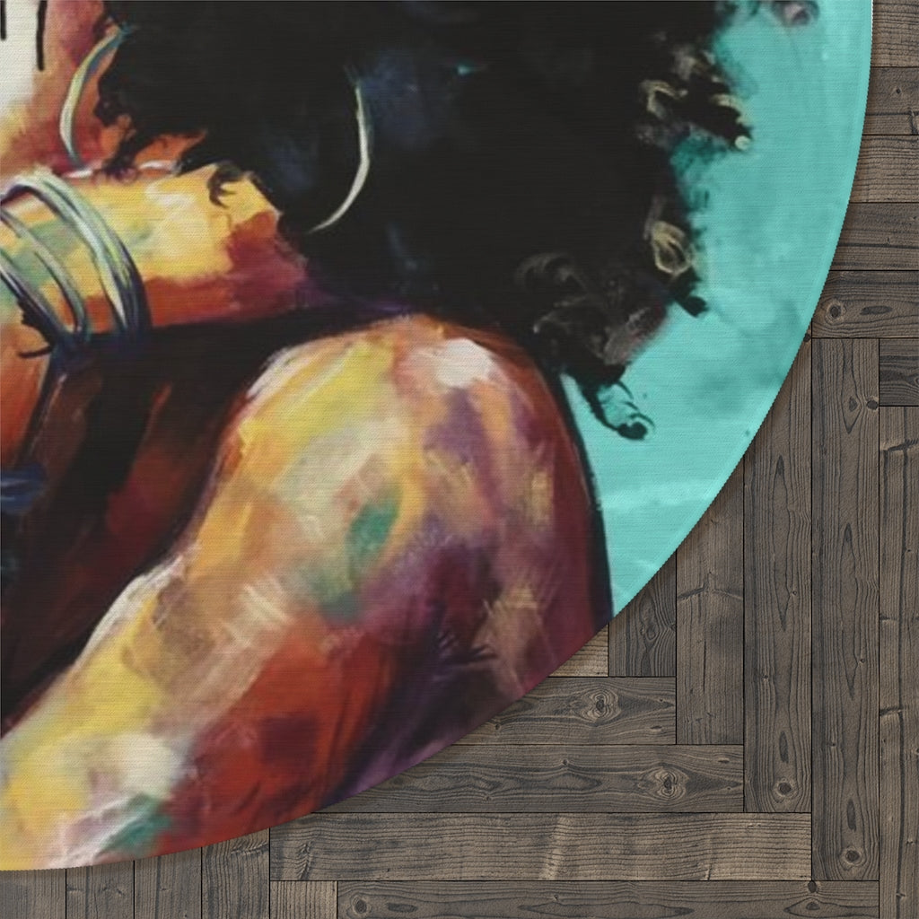 Naturally II TEAL Round Rug