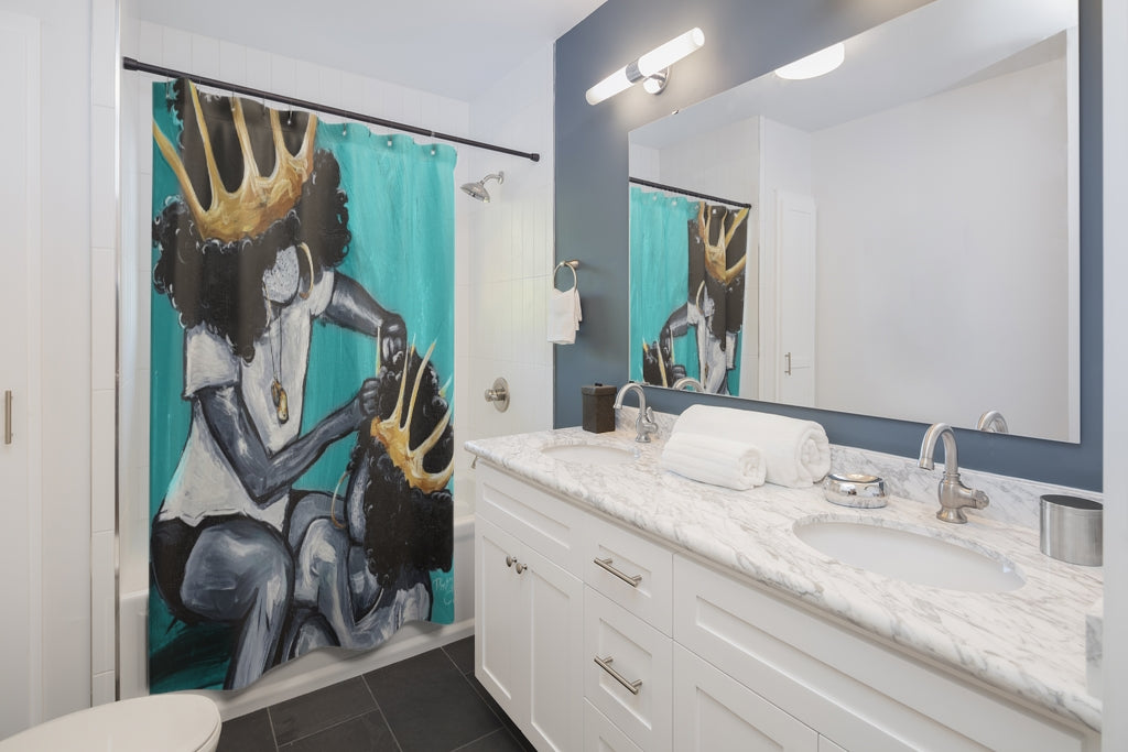 Naturally Queens I TEAL Shower Curtains