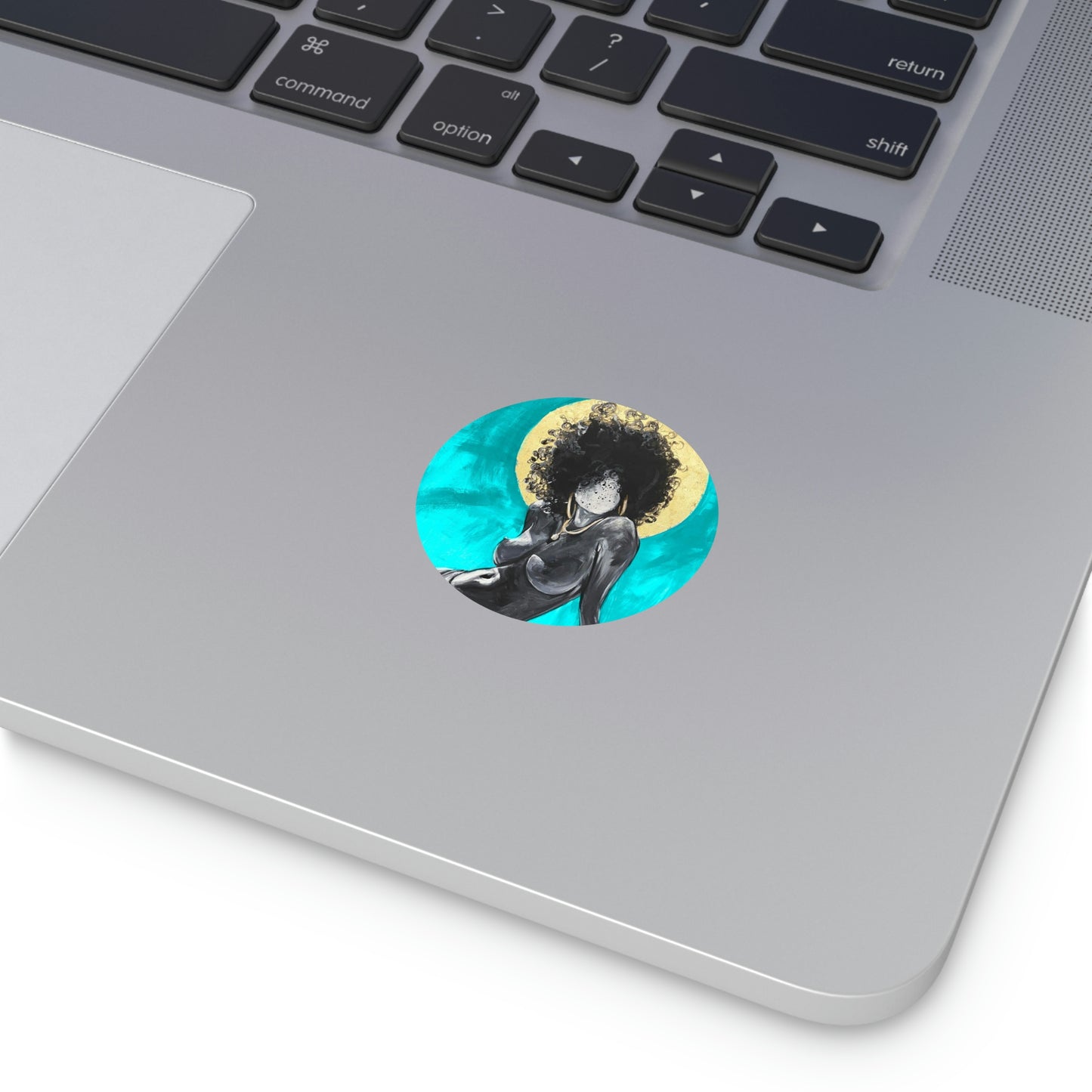 Naturally Nude III TEAL Round Vinyl Stickers