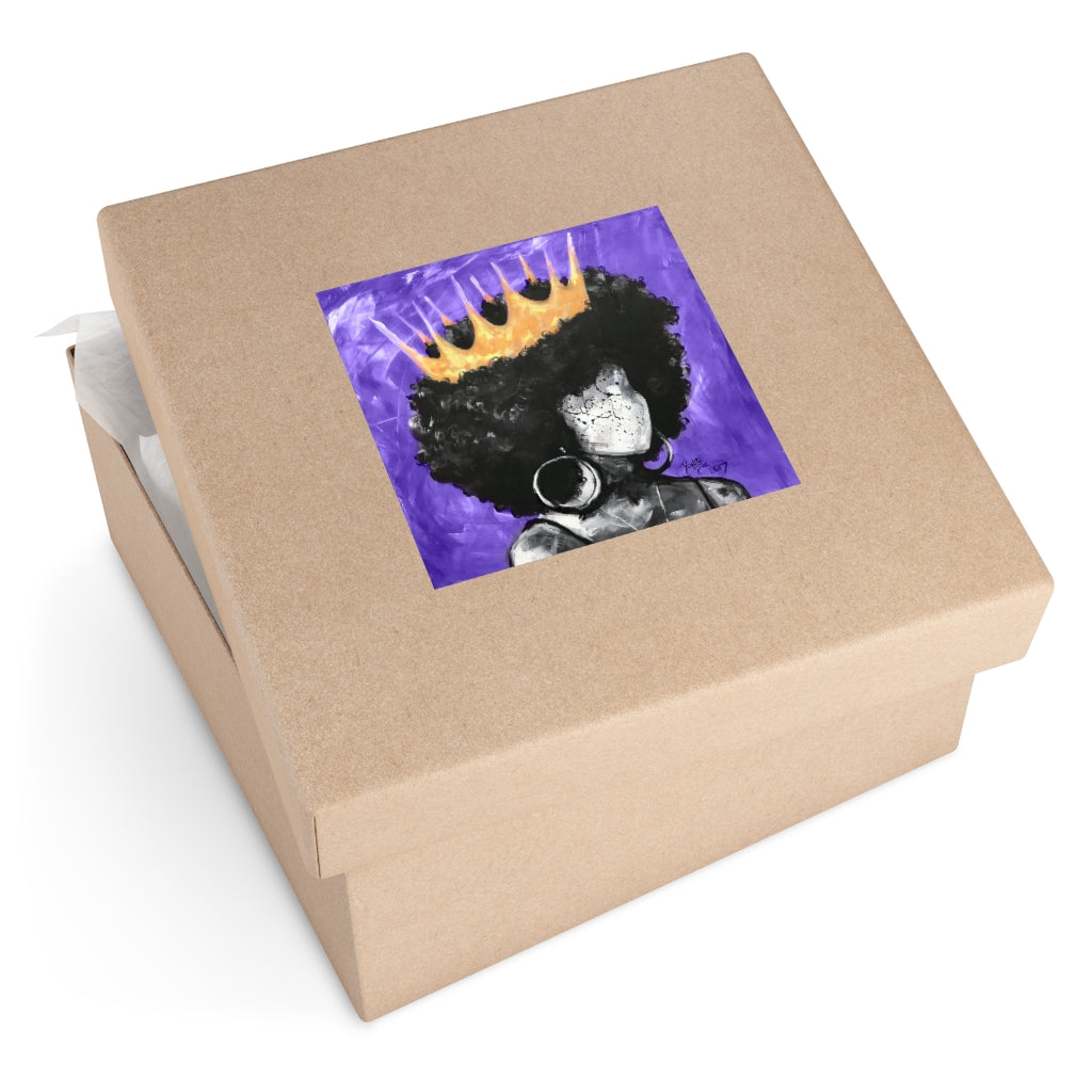 Naturally Queen II PURPLE Square Vinyl Stickers