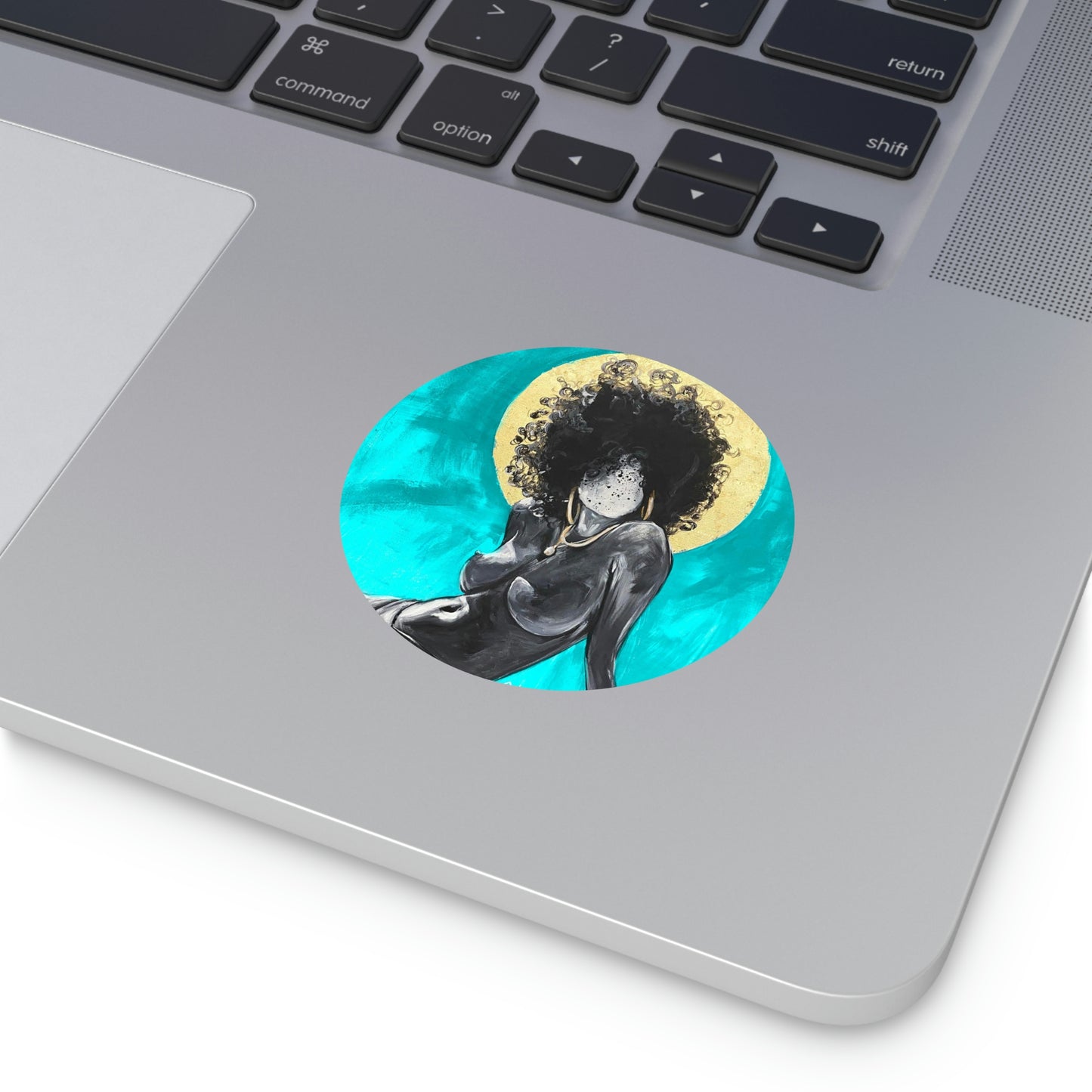 Naturally Nude III TEAL Round Vinyl Stickers