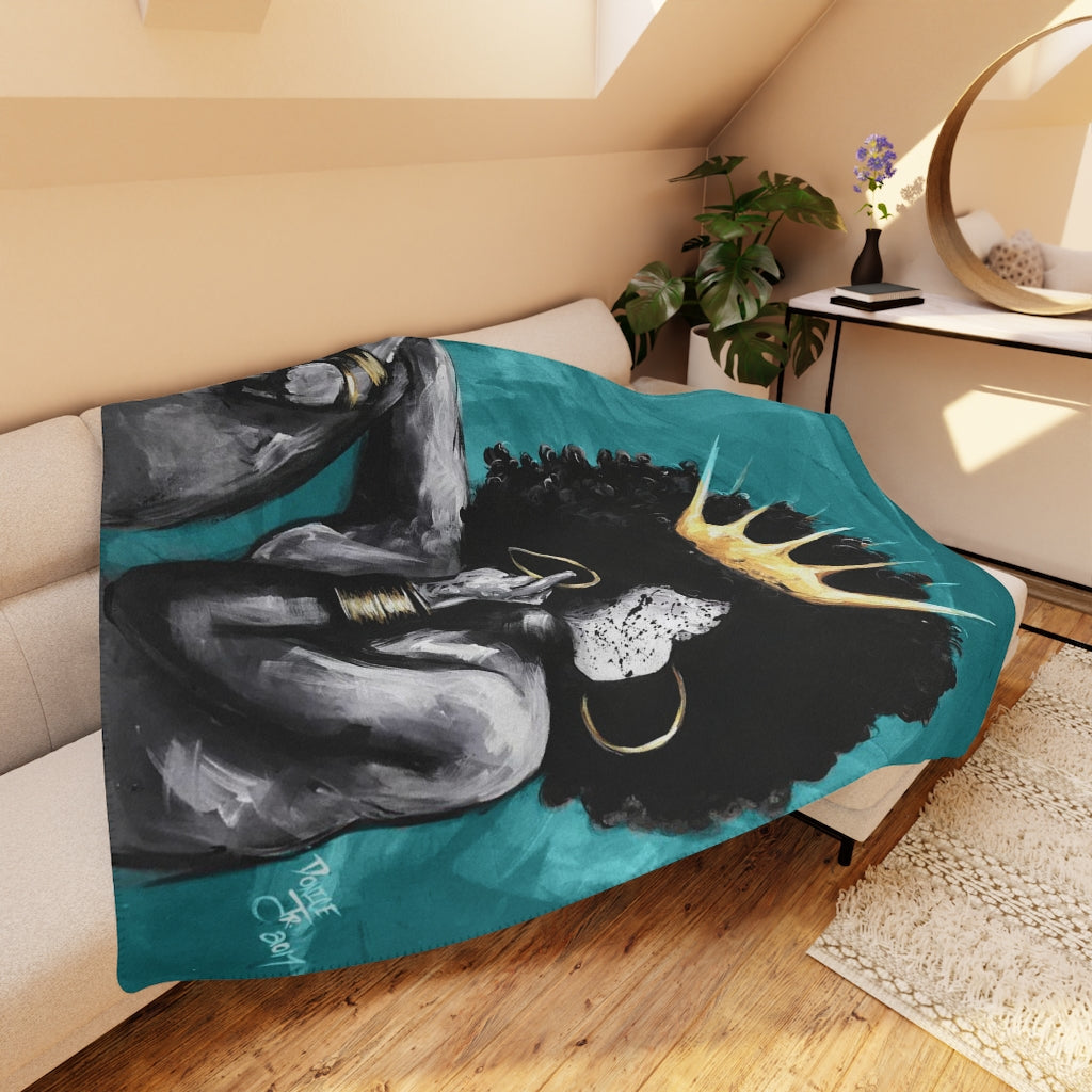 Naturally Queen VI TEAL Tan Sherpa Blanket