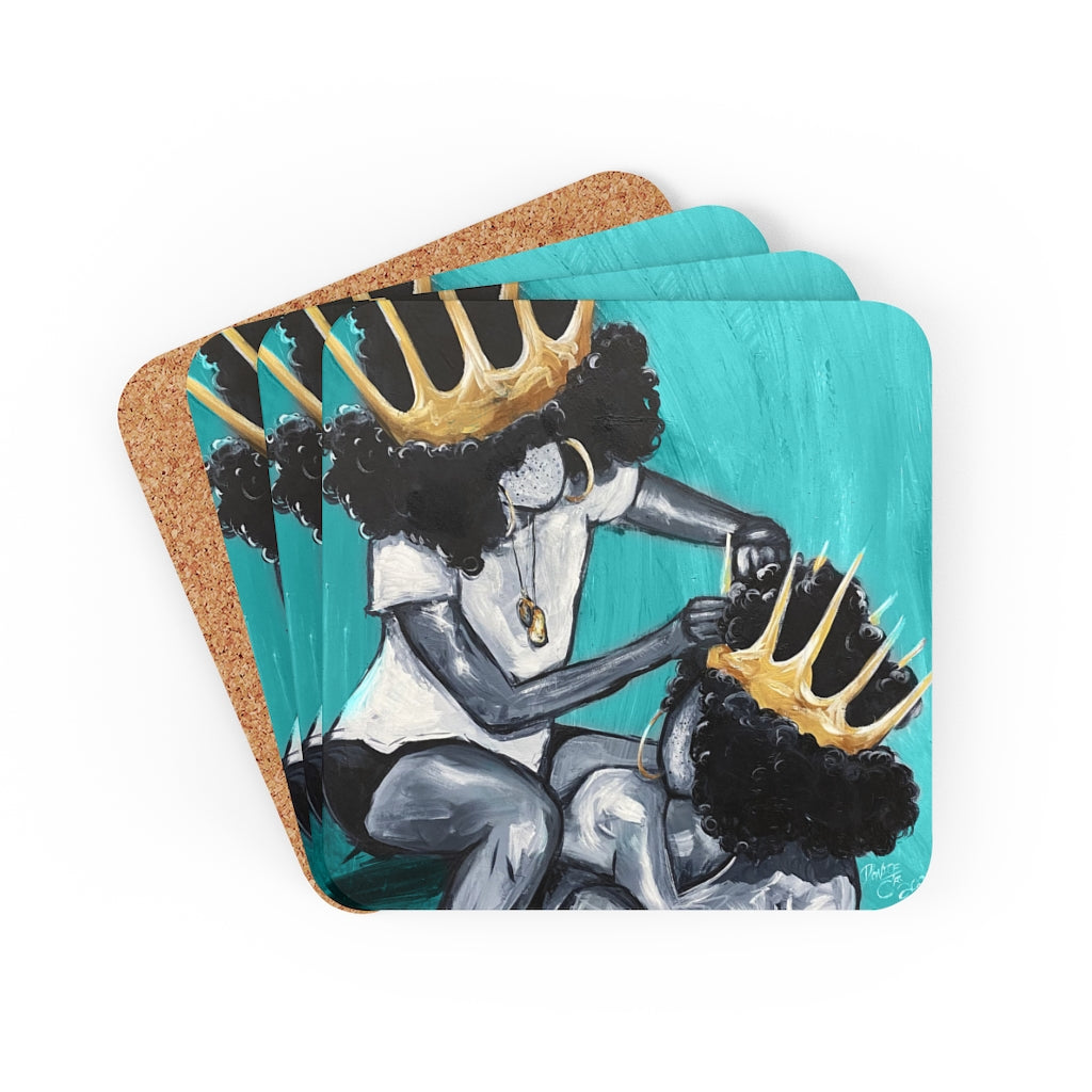 Naturally Queens I TEAL Cork Back Coaster