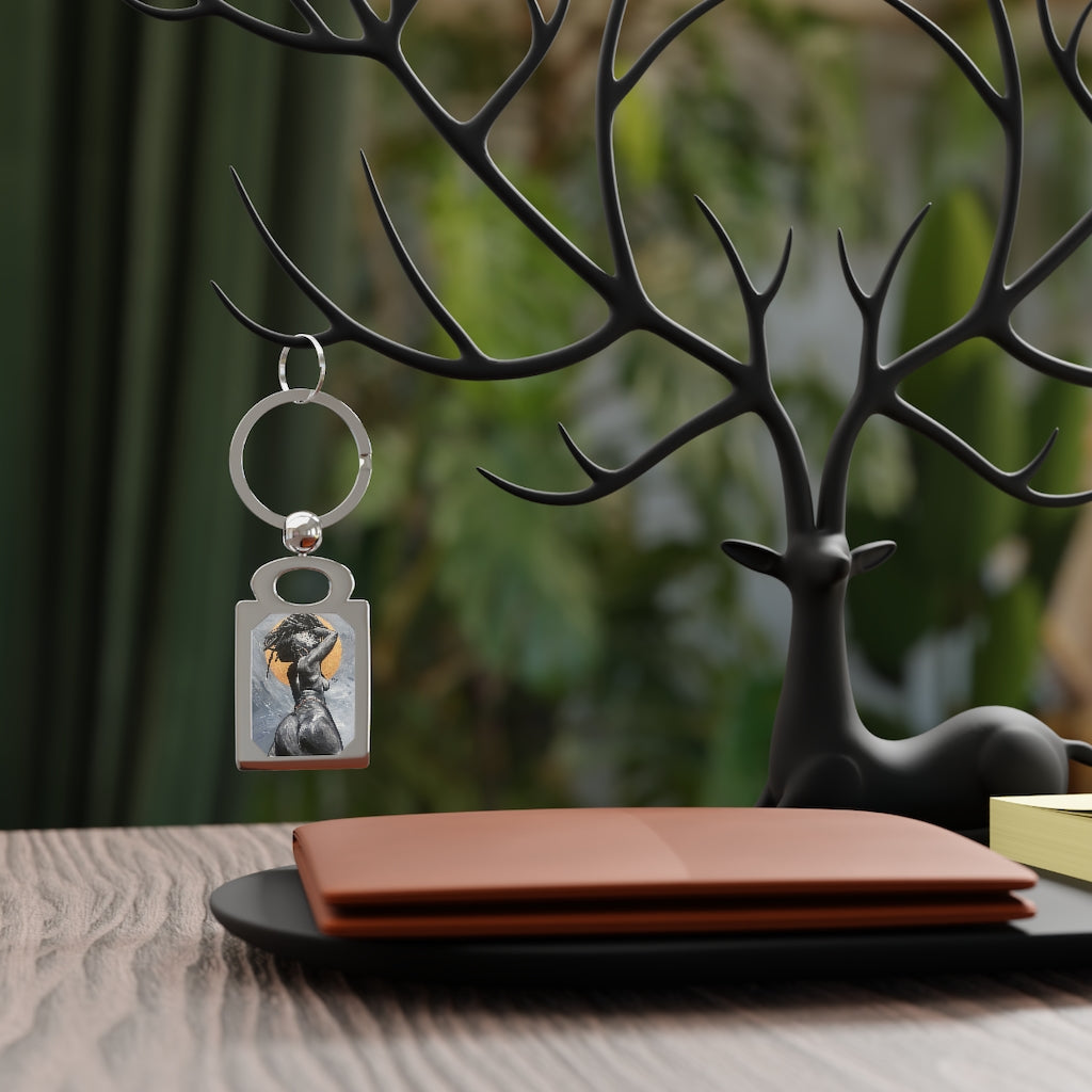 Naturally Nude V Rectangle Photo Keyring