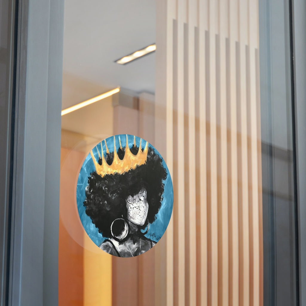Naturally Queen II BLUE Round Vinyl Stickers