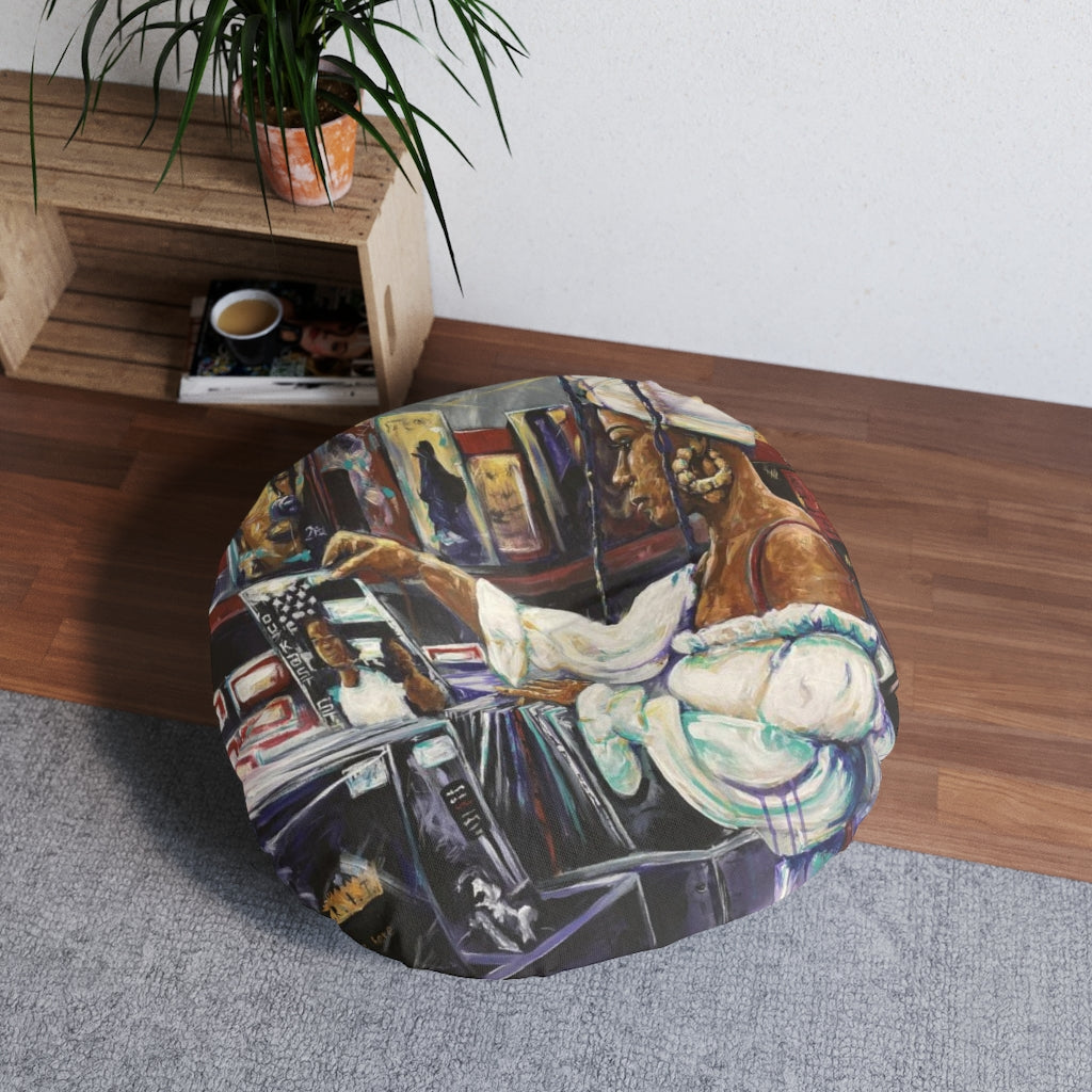 Naturally Nostalgic Tufted Floor Pillow, Round