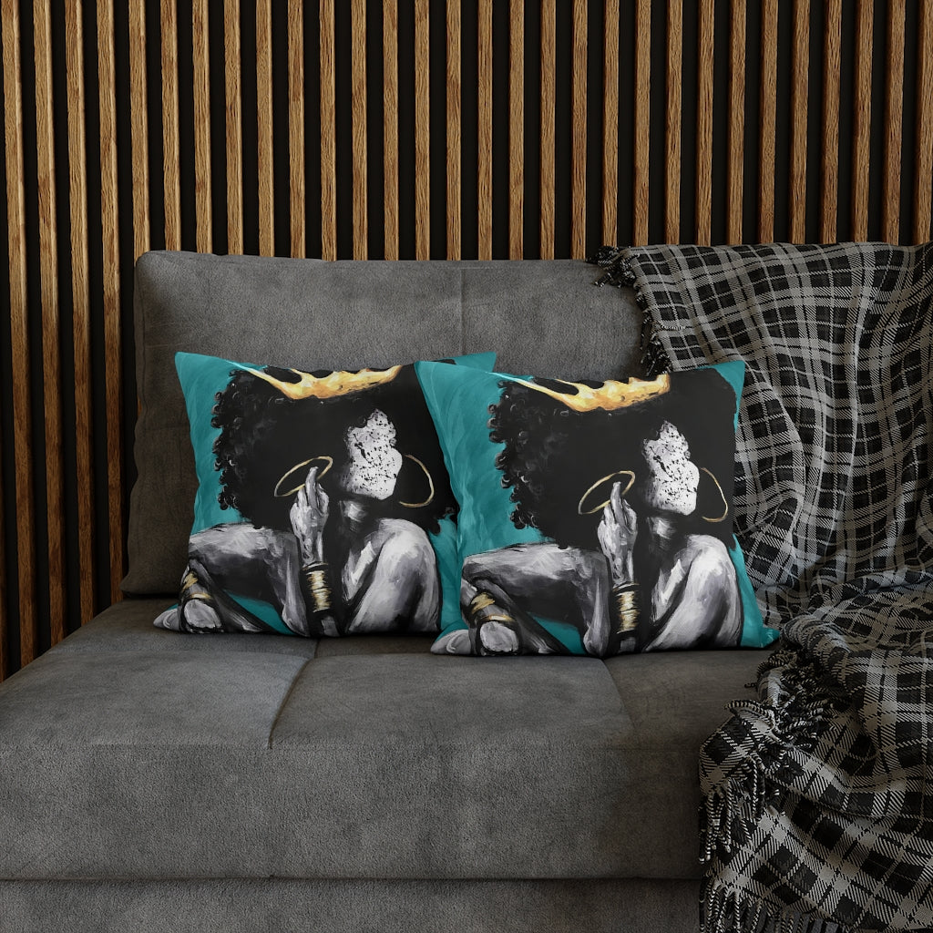 Naturally Queen VI TEAL Spun Polyester Pillowcase